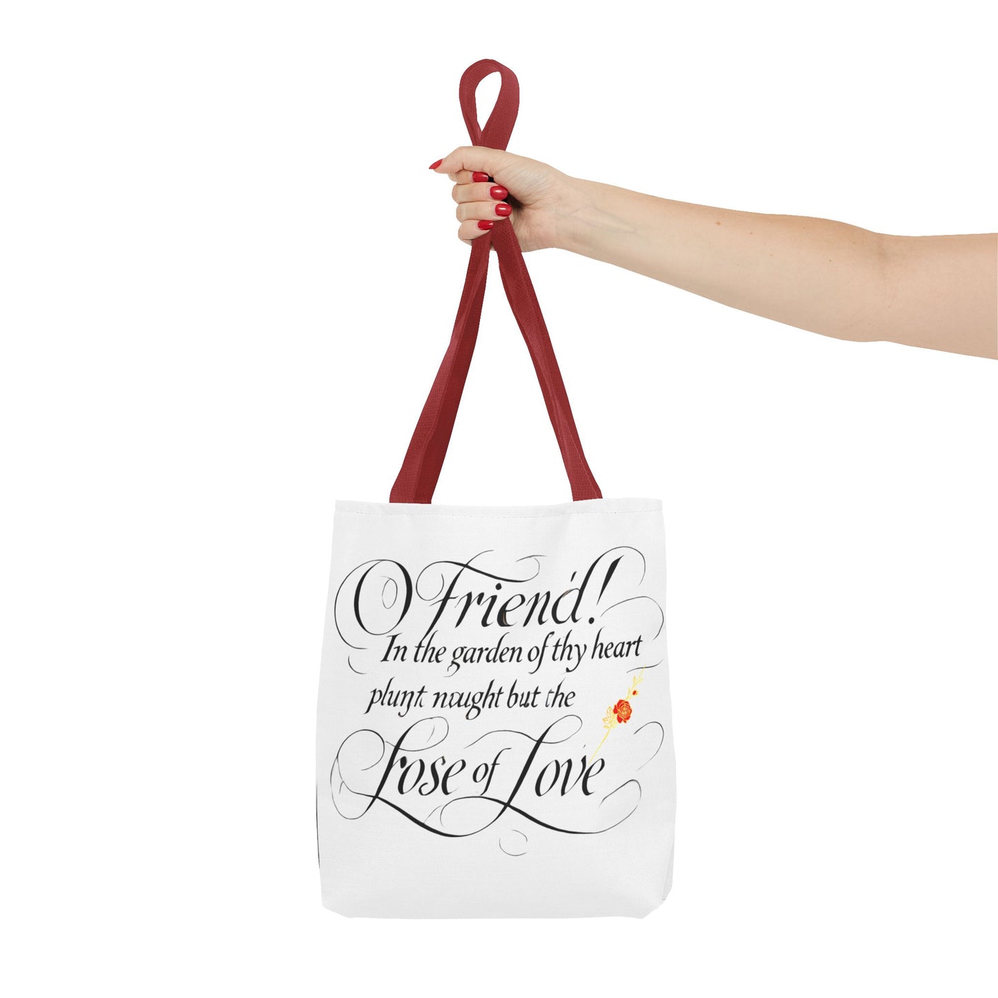 Tote Bags Farsi English- In The Garden of Thy Heart Plant Naught but the Rose of Love