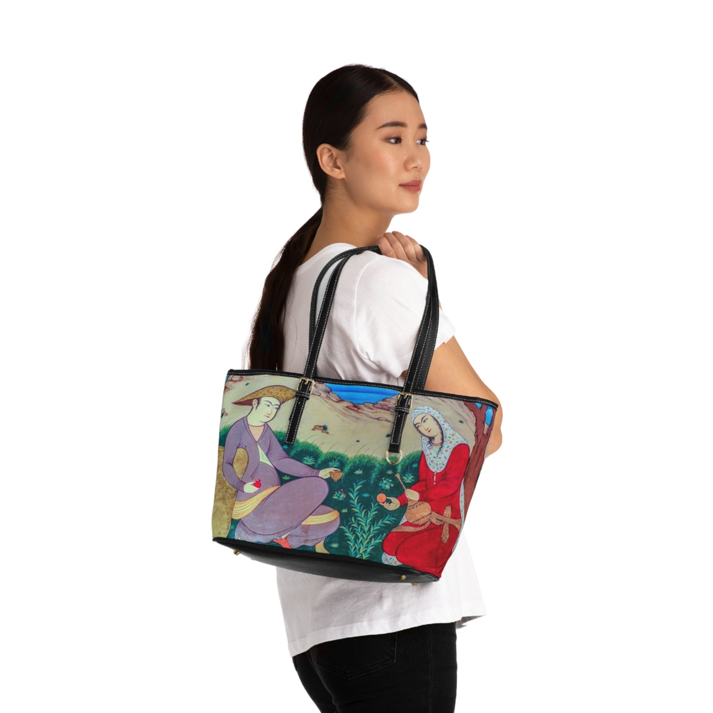 Artistic PU Leather Shoulder Bag – Iranian Miniature