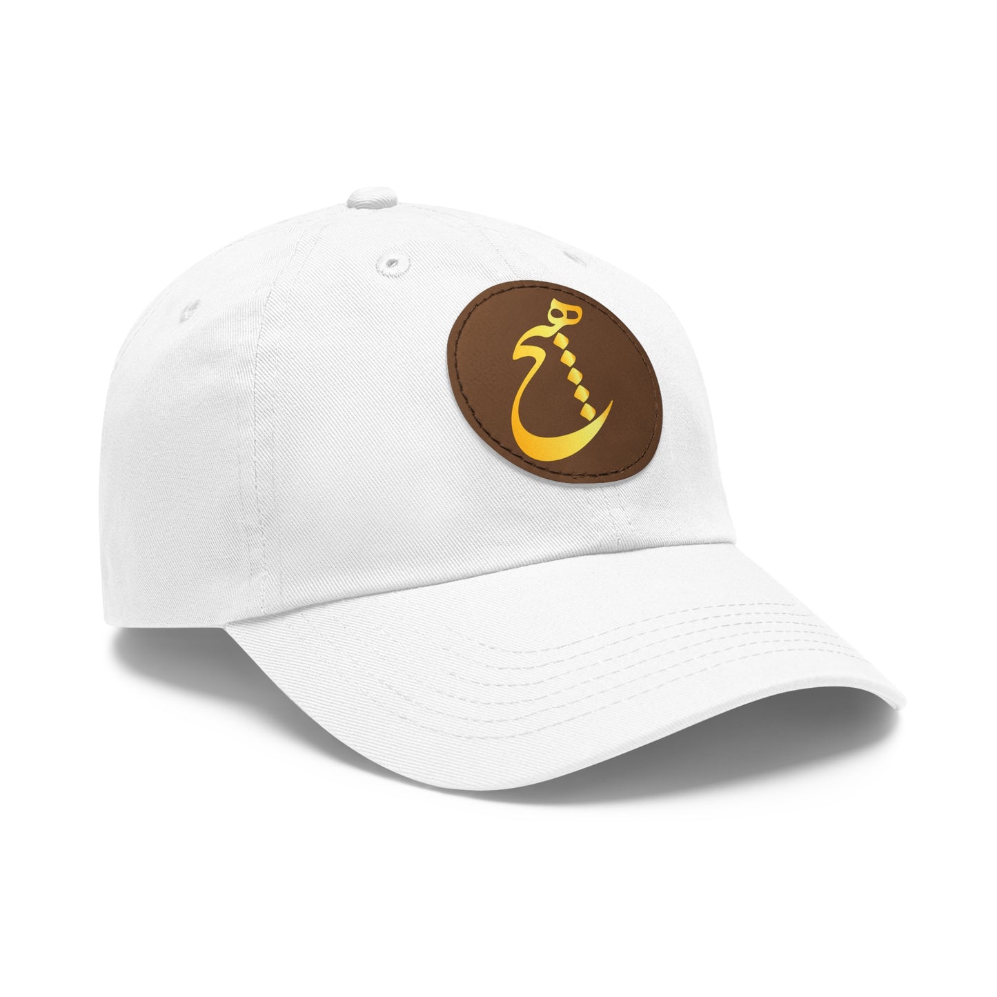DAD HAT WITH LEATHER PATCH | "هیچ" – MINIMALIST PERSIAN CALLIGRAPHY