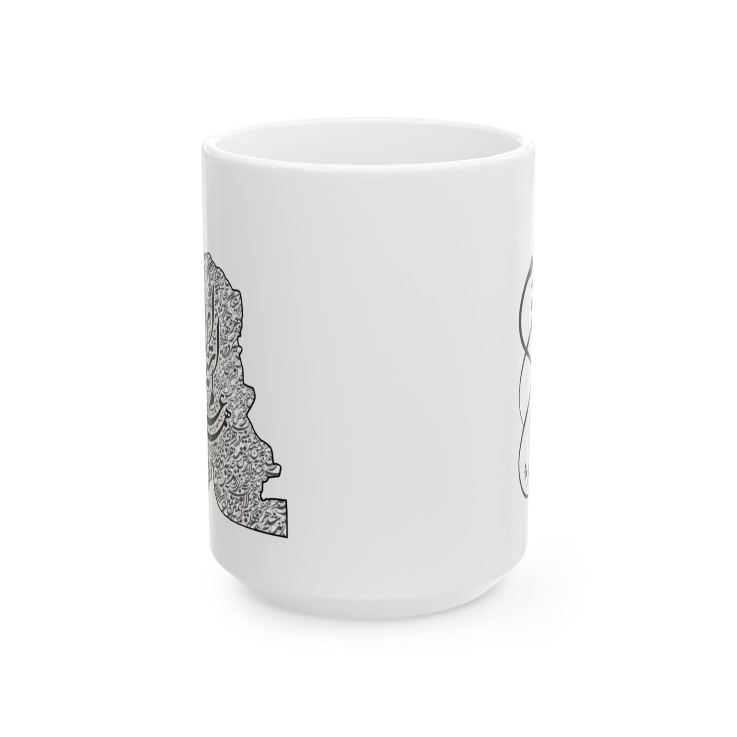 Ceramic Mug with Iran Map and poam , (11oz, 15oz) همه عالم تن است و ایران قلب آن/ من ان توام مرا به من باز گردان