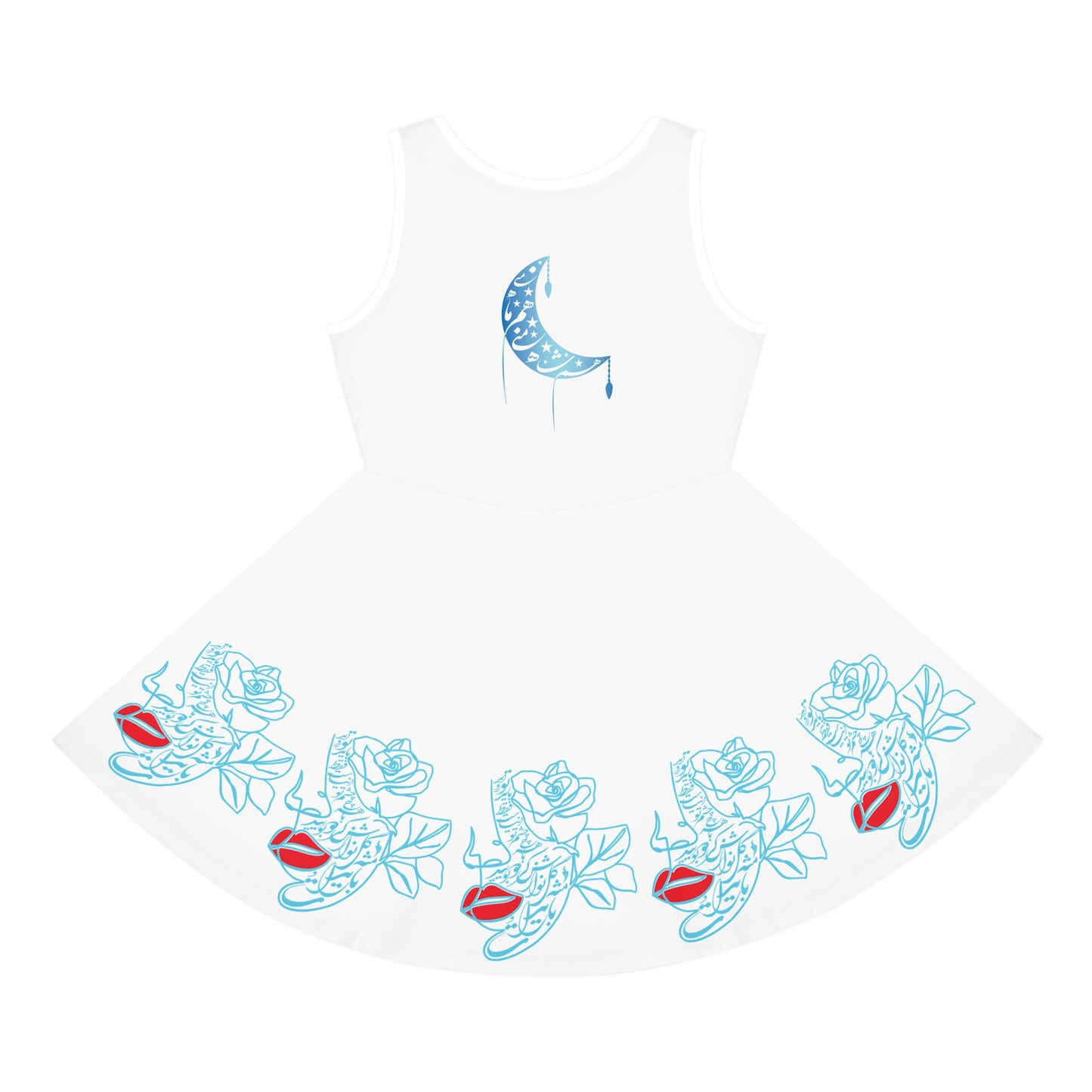 PERSIAN CALLIGRAPHY GIRLS' BOHEMIAN SLEEVELESS SUNDRESS – BUTTERFLY & FLORAL DESIGN