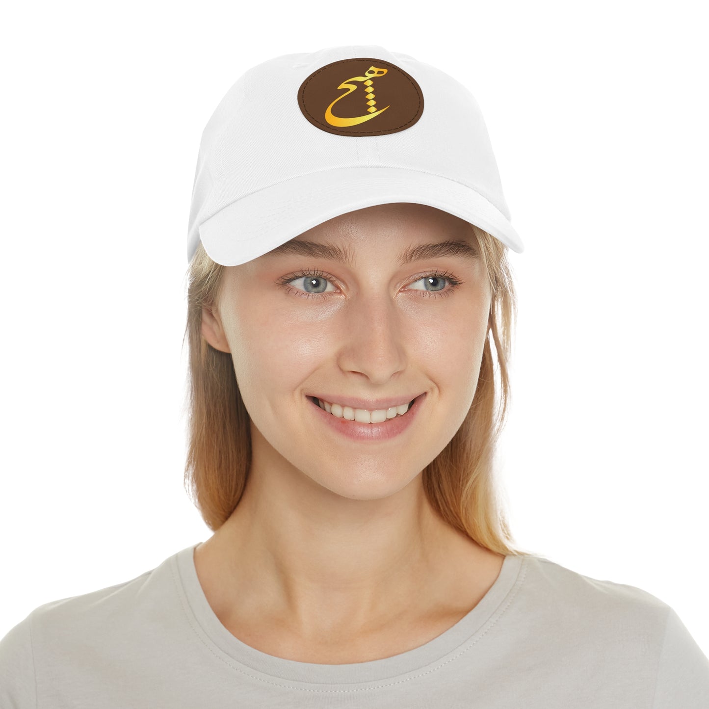 DAD HAT WITH LEATHER PATCH | "هیچ" – MINIMALIST PERSIAN CALLIGRAPHY
