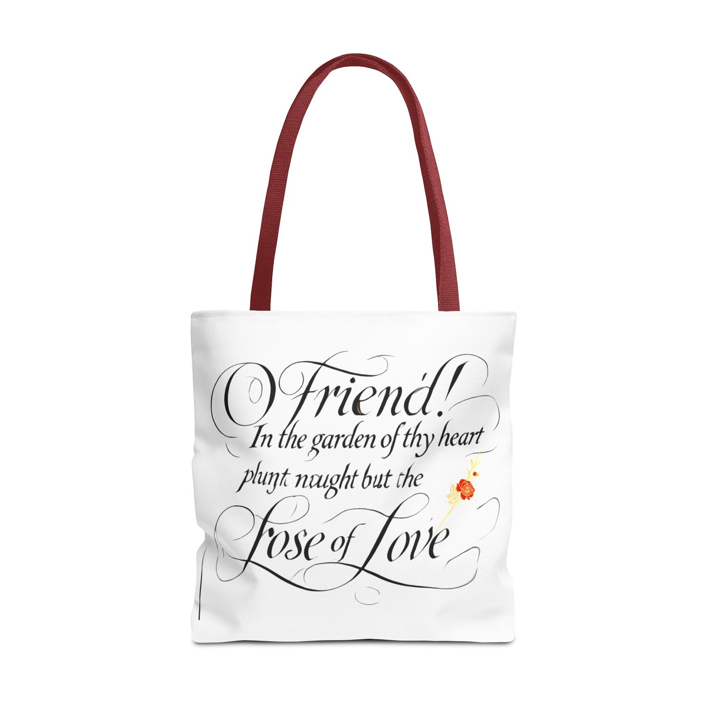 Tote Bags Farsi English- In The Garden of Thy Heart Plant Naught but the Rose of Love