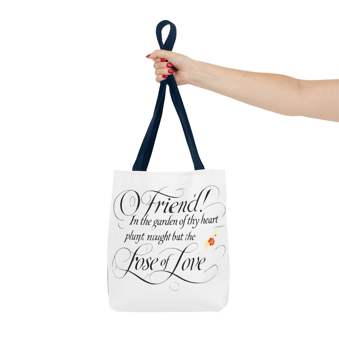 Tote Bags Farsi English- In The Garden of Thy Heart Plant Naught but the Rose of Love