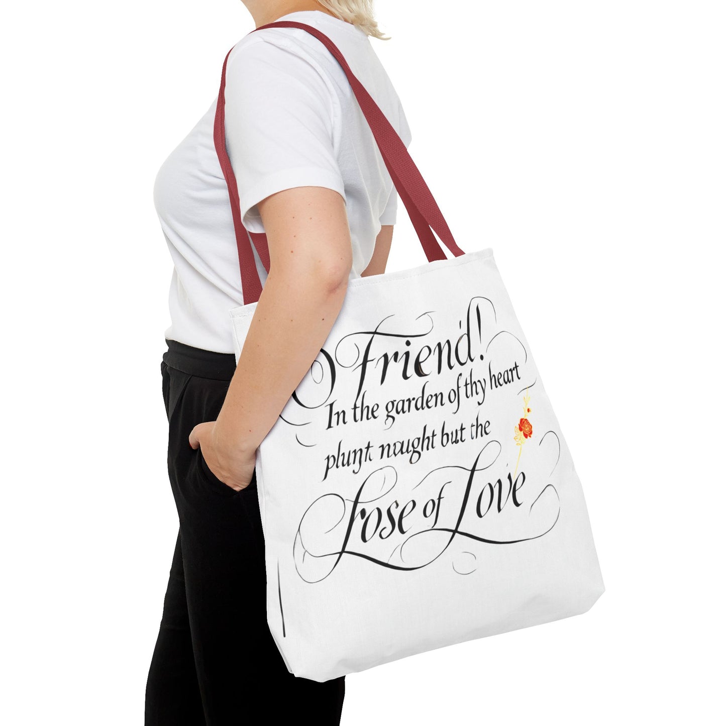 Tote Bags Farsi English- In The Garden of Thy Heart Plant Naught but the Rose of Love