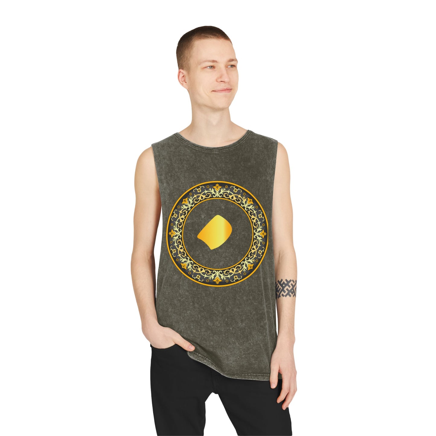 FARSI DOT UNISEX STONEWASH TANK TOP WITH TAZHIB نقطه فارسی