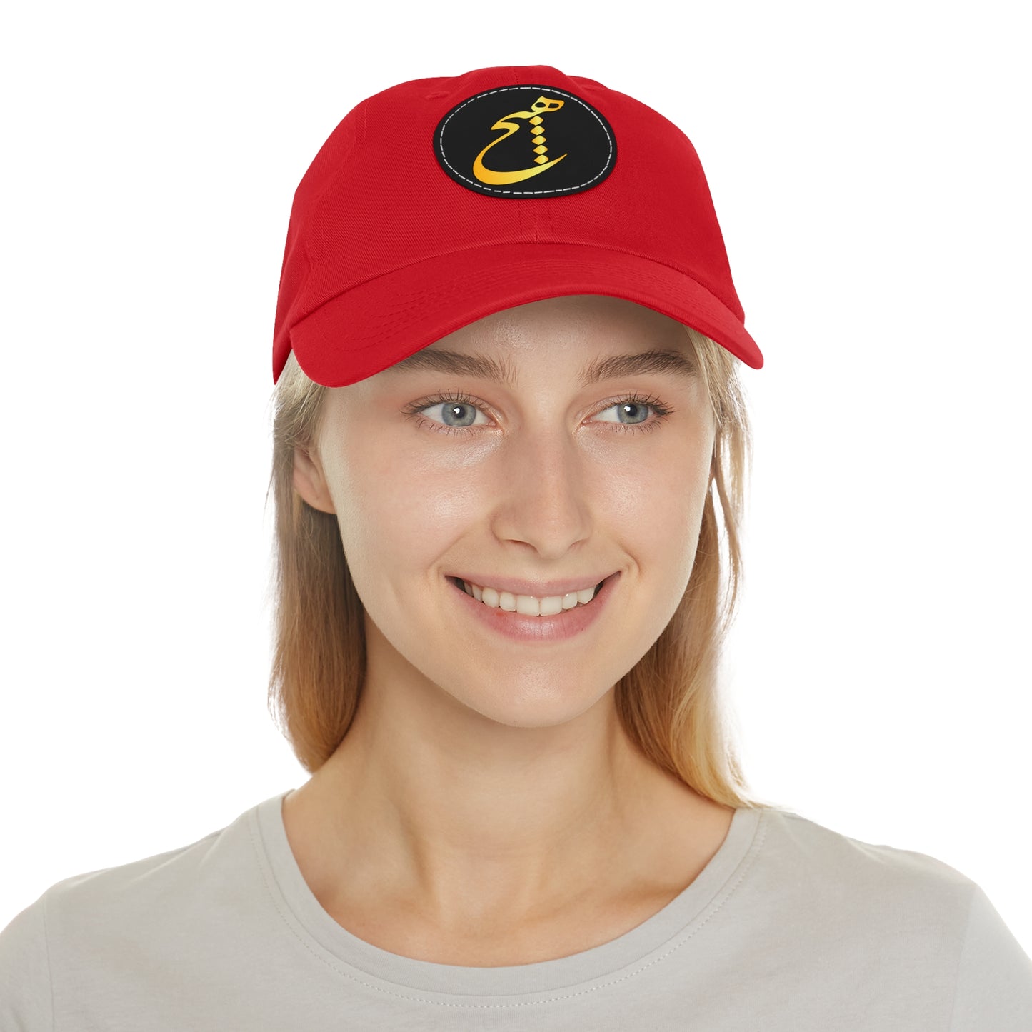 DAD HAT WITH LEATHER PATCH | "هیچ" – MINIMALIST PERSIAN CALLIGRAPHY