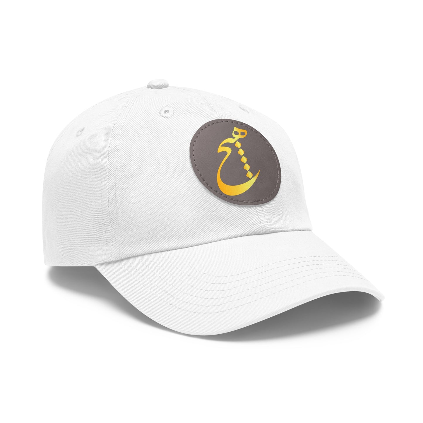 DAD HAT WITH LEATHER PATCH | "هیچ" – MINIMALIST PERSIAN CALLIGRAPHY