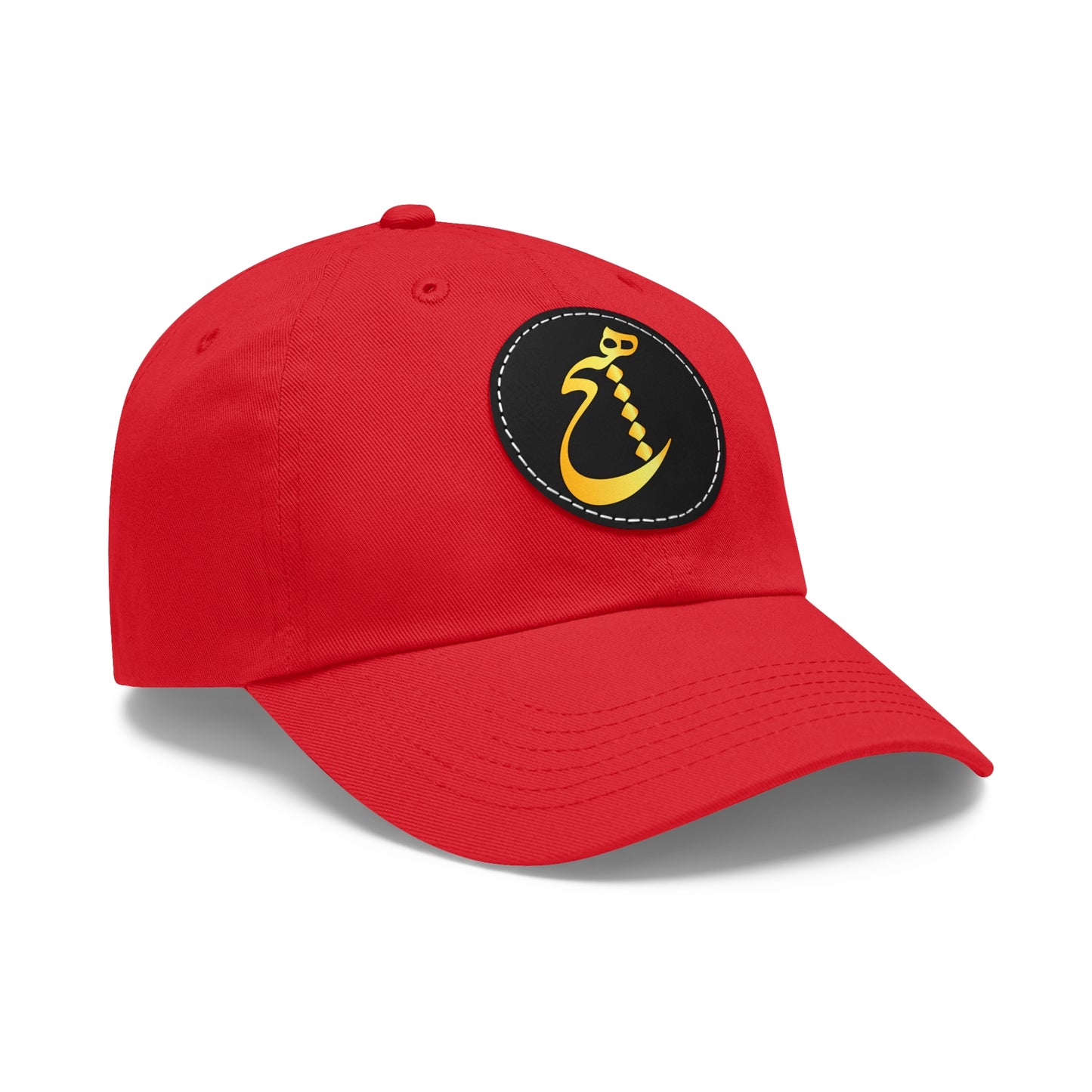 DAD HAT WITH LEATHER PATCH | "هیچ" – MINIMALIST PERSIAN CALLIGRAPHY