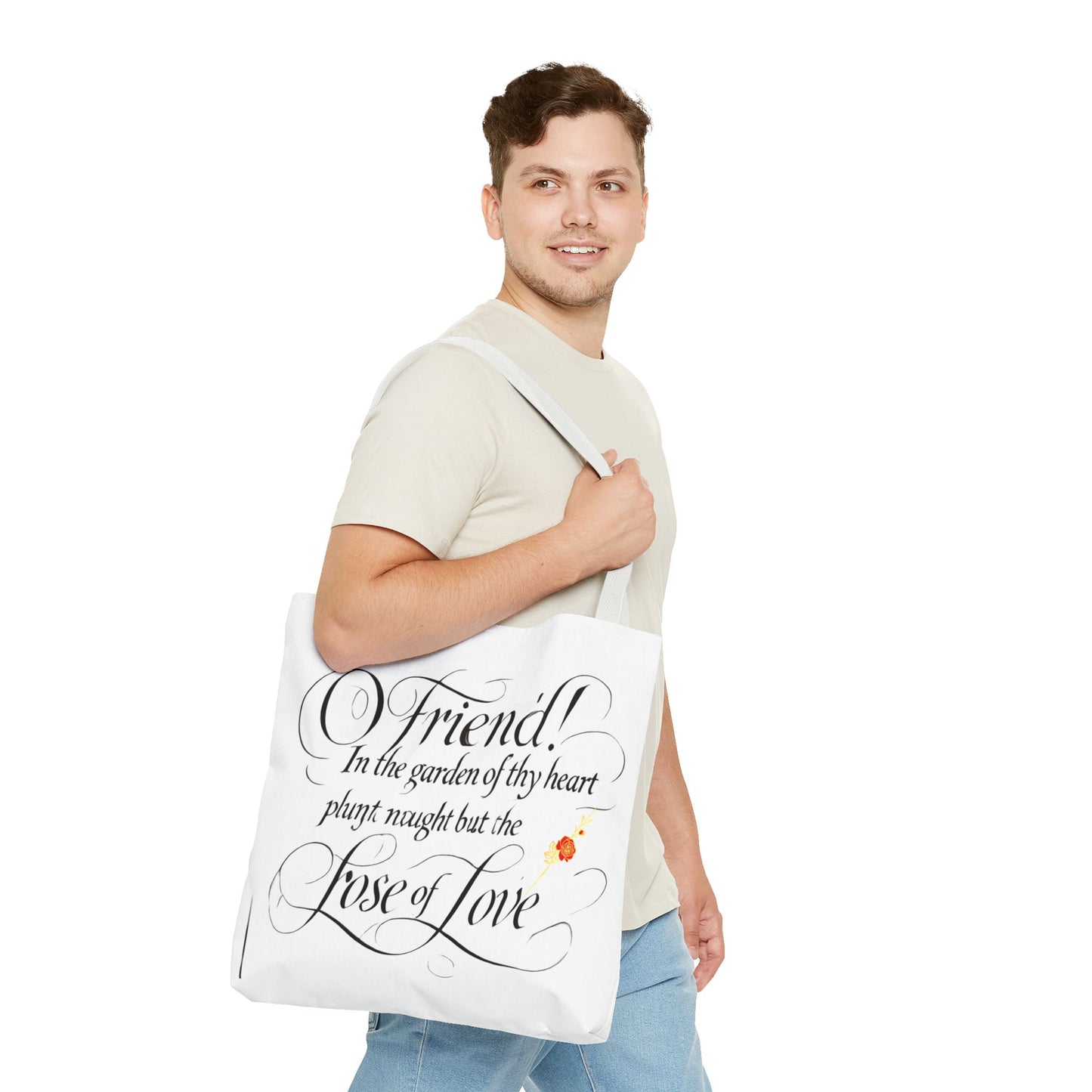 Tote Bags Farsi English- In The Garden of Thy Heart Plant Naught but the Rose of Love