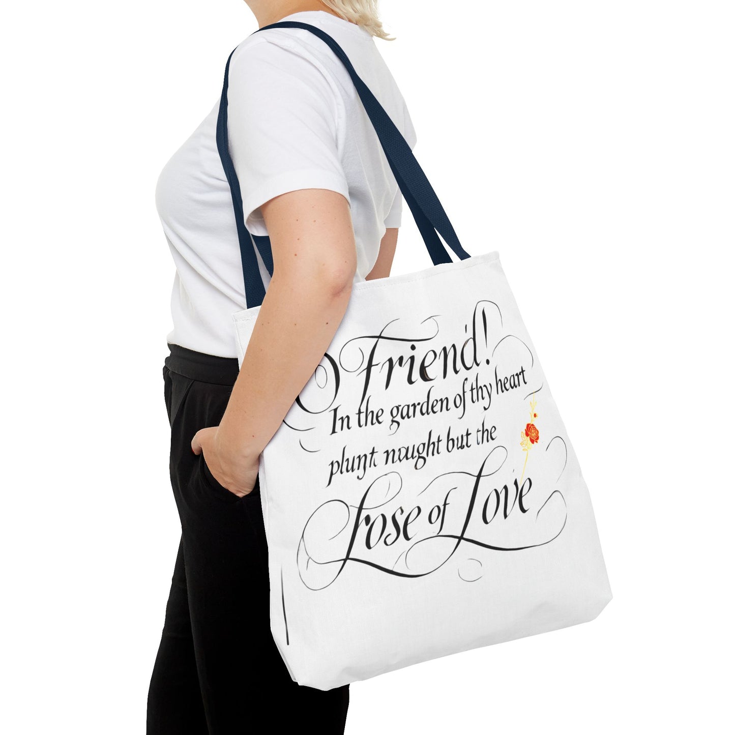 Tote Bags Farsi English- In The Garden of Thy Heart Plant Naught but the Rose of Love