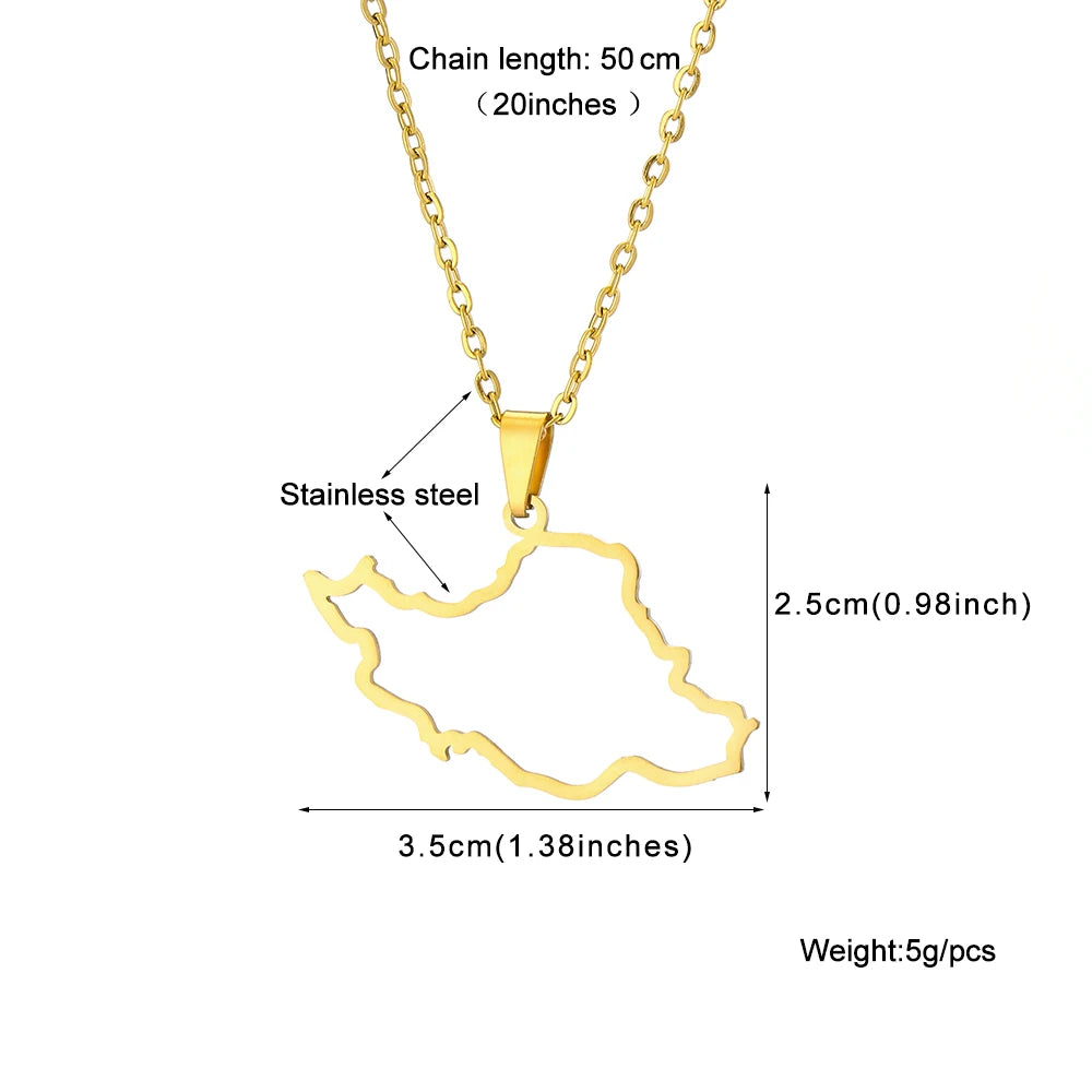 IRAN MAP PENDANT NECKLACE