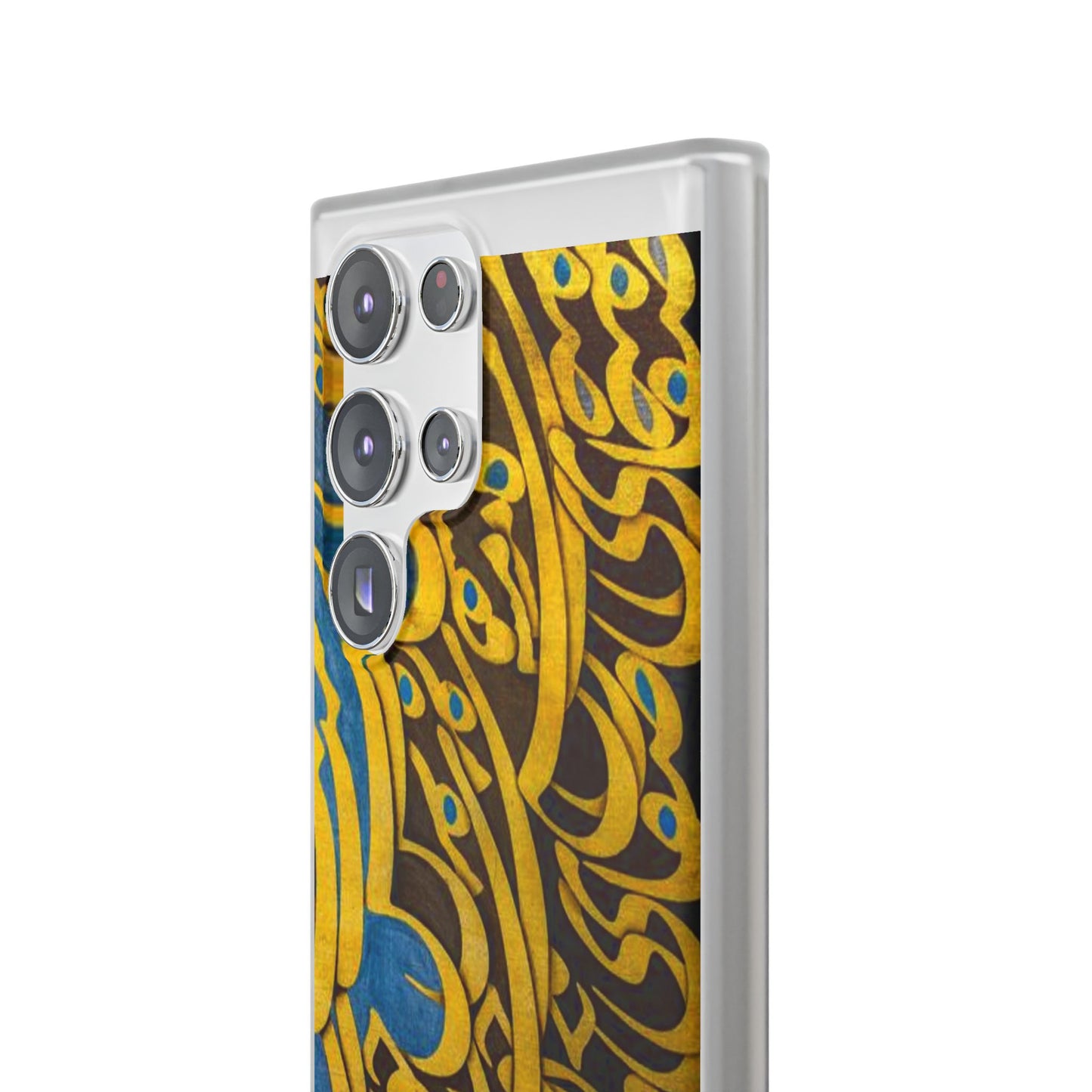 Phone Case — Gold & Blue Calligraphy Design