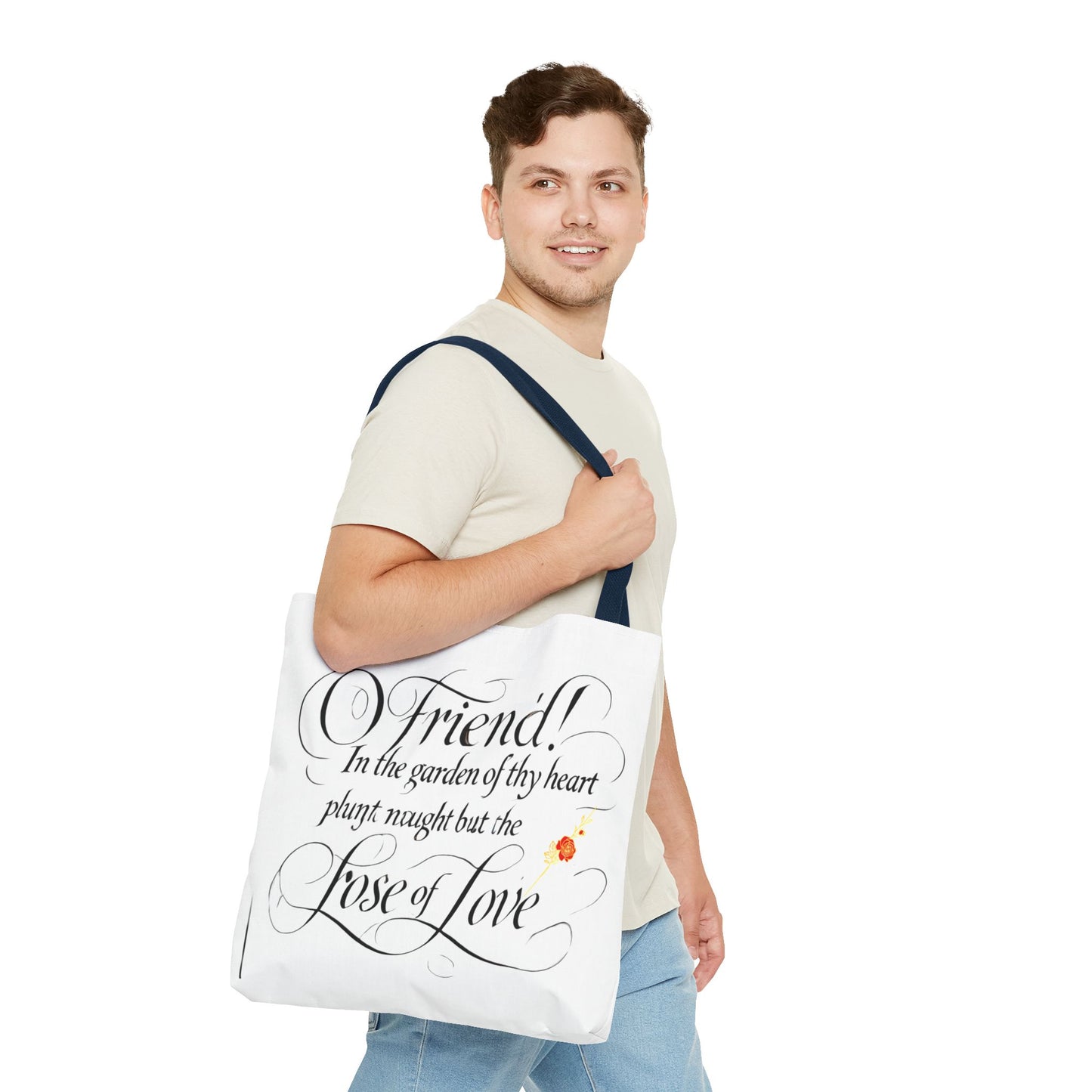 Tote Bags Farsi English- In The Garden of Thy Heart Plant Naught but the Rose of Love