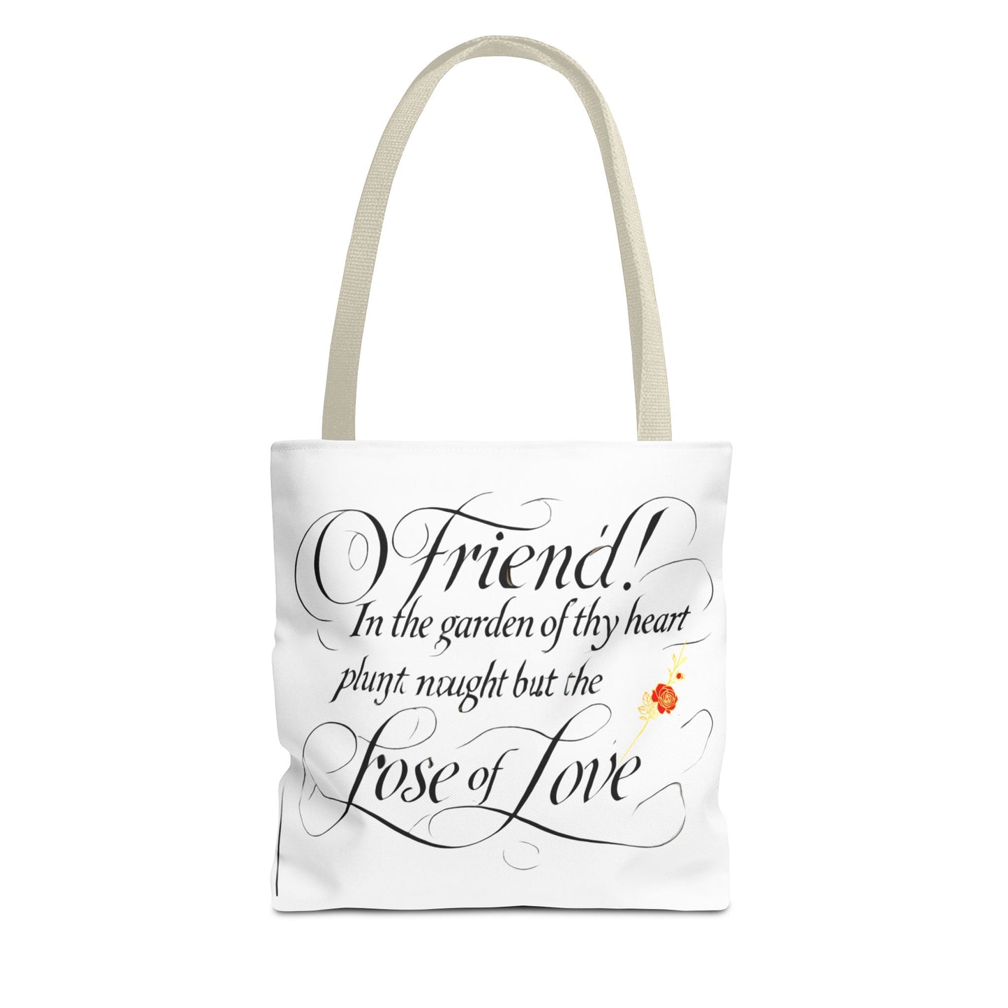 Tote Bags Farsi English- In The Garden of Thy Heart Plant Naught but the Rose of Love