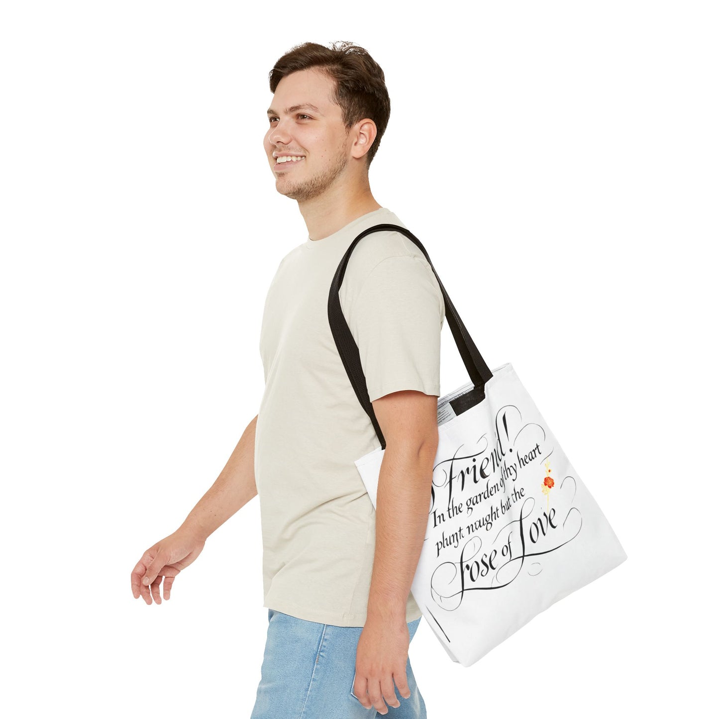 Tote Bags Farsi English- In The Garden of Thy Heart Plant Naught but the Rose of Love