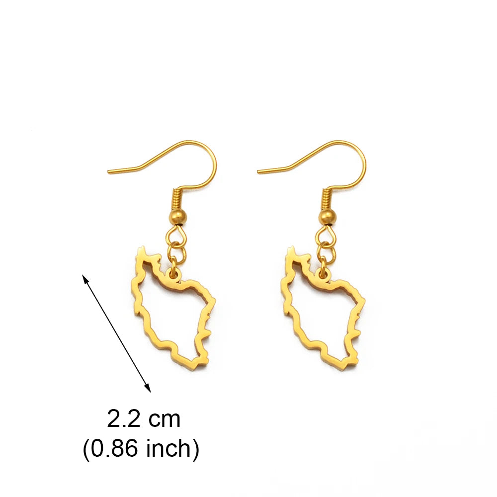 IRAN MAP EARRINGS – STAINLESS STEEL PERSIAN JEWELRY | IRANIAN PRIDE GIFT