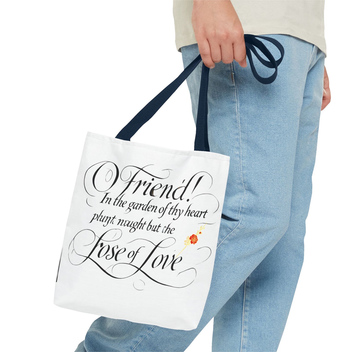 Tote Bags Farsi English- In The Garden of Thy Heart Plant Naught but the Rose of Love