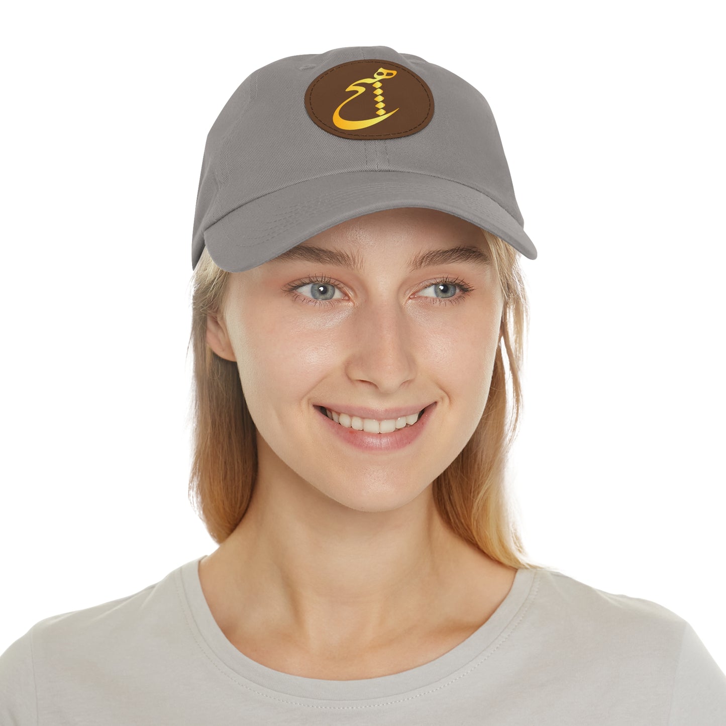 DAD HAT WITH LEATHER PATCH | "هیچ" – MINIMALIST PERSIAN CALLIGRAPHY