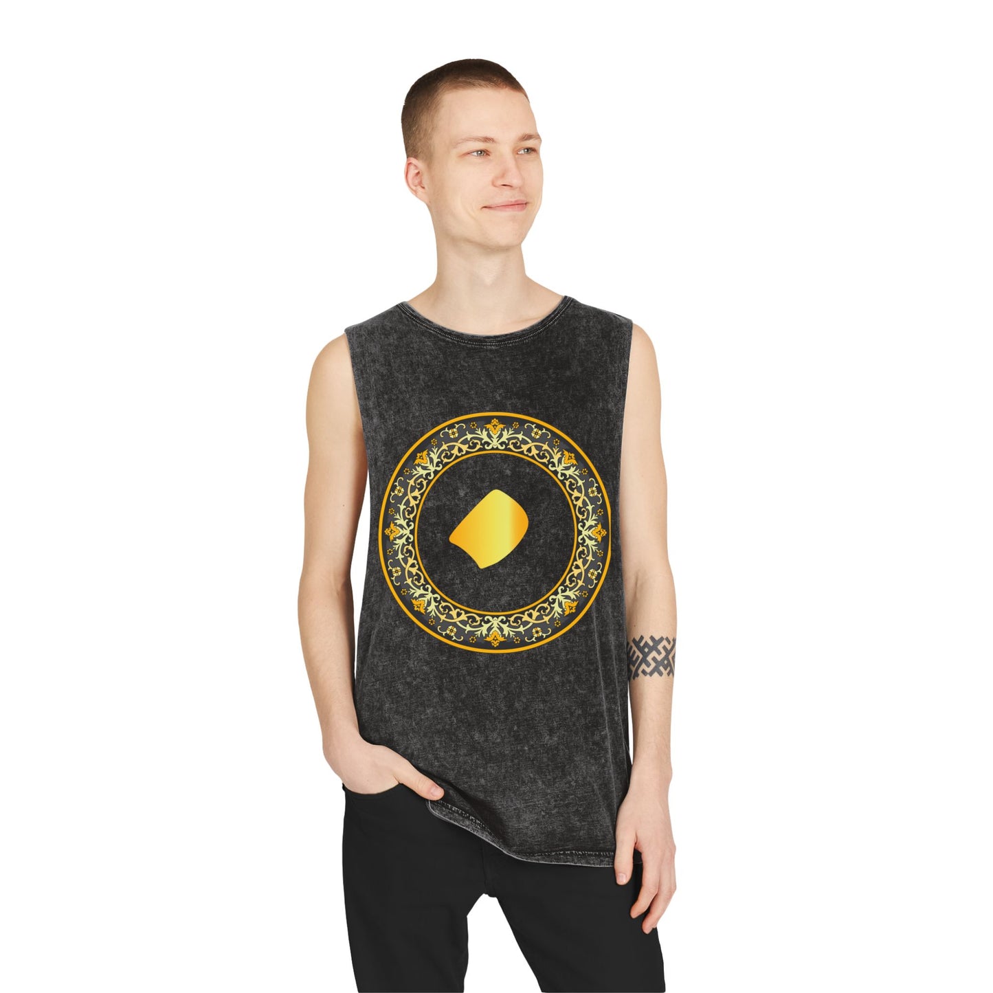 FARSI DOT UNISEX STONEWASH TANK TOP WITH TAZHIB نقطه فارسی