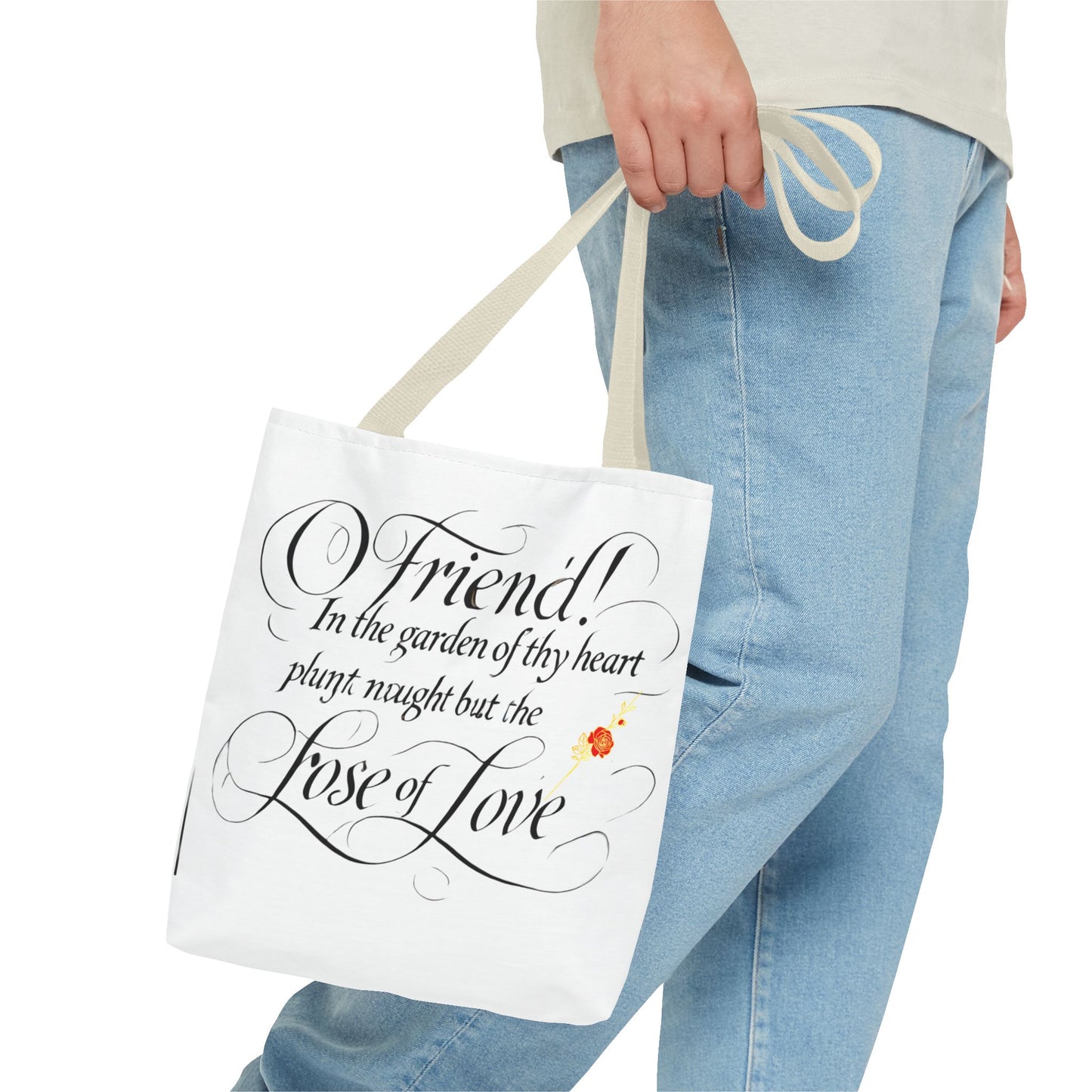 Tote Bags Farsi English- In The Garden of Thy Heart Plant Naught but the Rose of Love