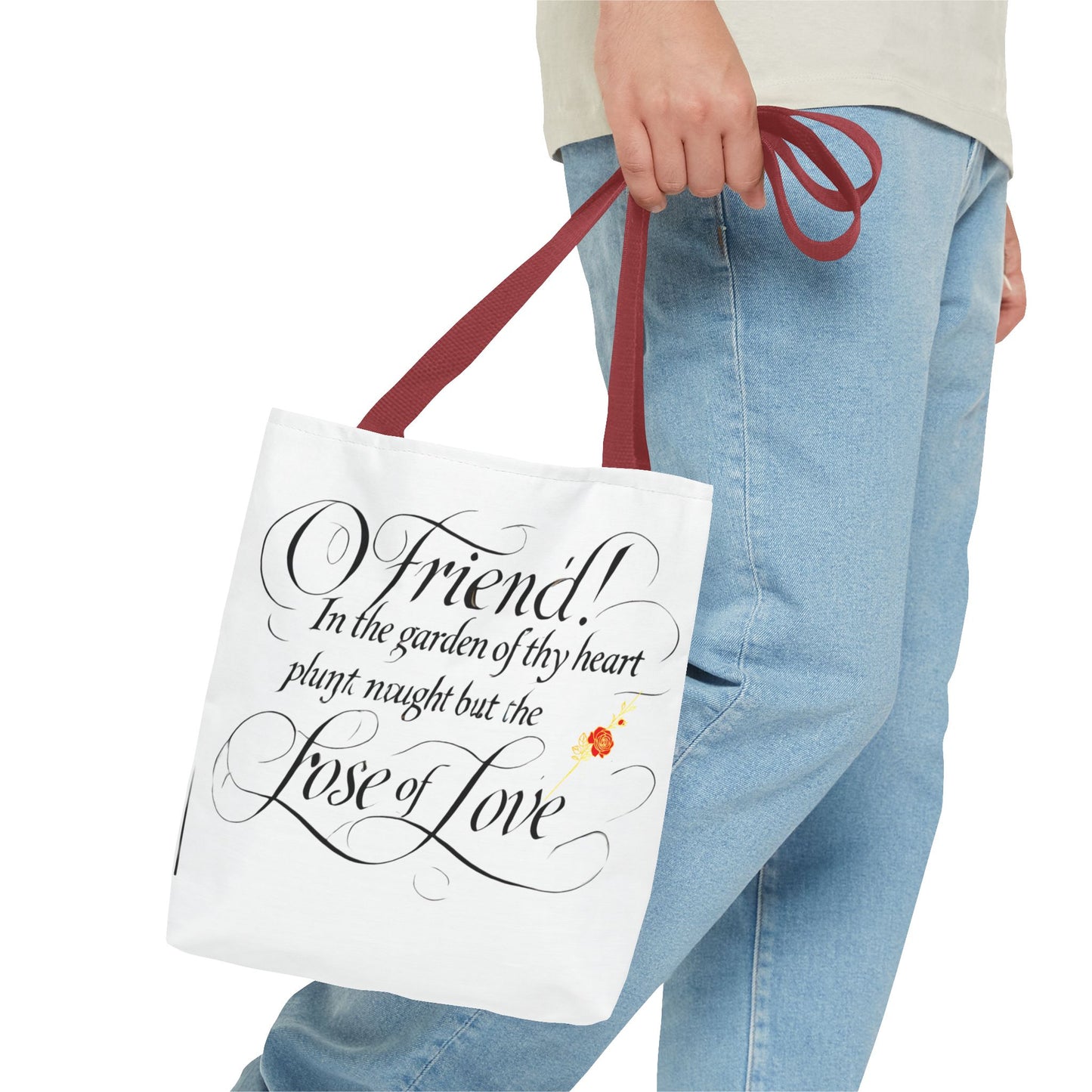 Tote Bags Farsi English- In The Garden of Thy Heart Plant Naught but the Rose of Love
