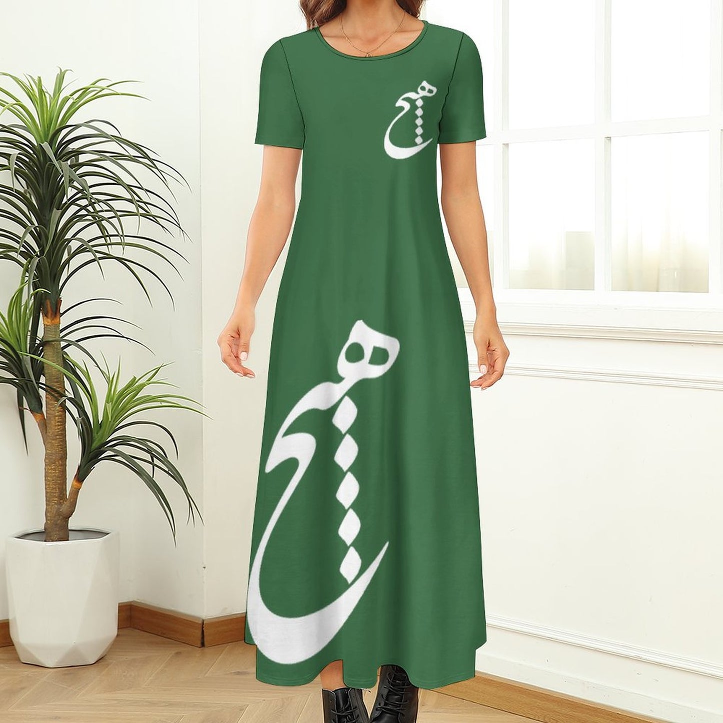 ROUND NECK SHORT SLEEVE HICH DRESS