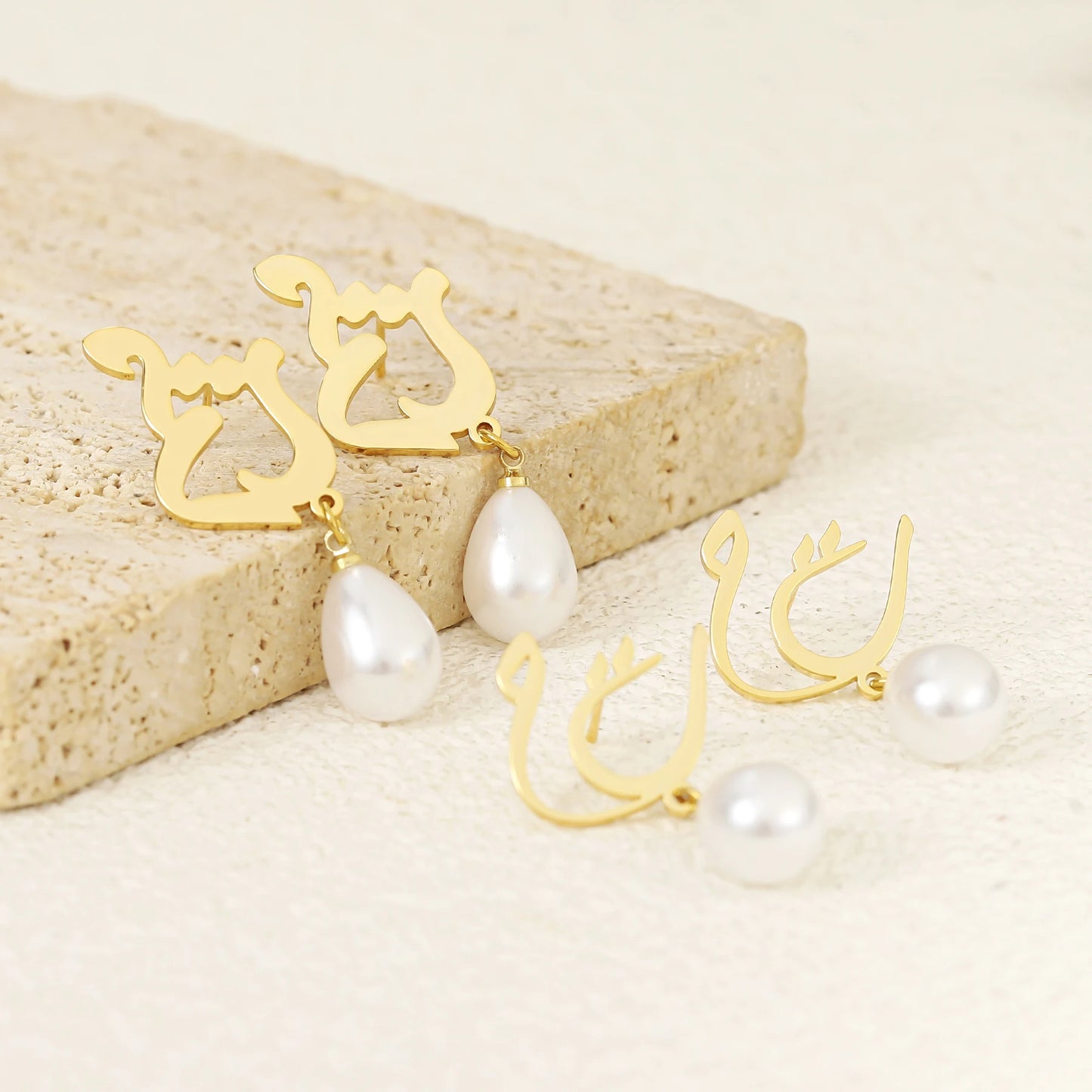 PERSONALIZED FARSI ARABIC LETTER EARRINGS 18K GOLD PLATED