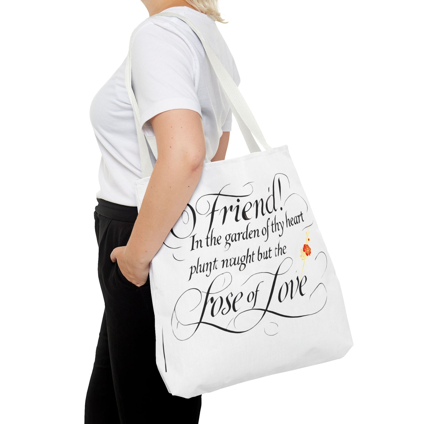Tote Bags Farsi English- In The Garden of Thy Heart Plant Naught but the Rose of Love