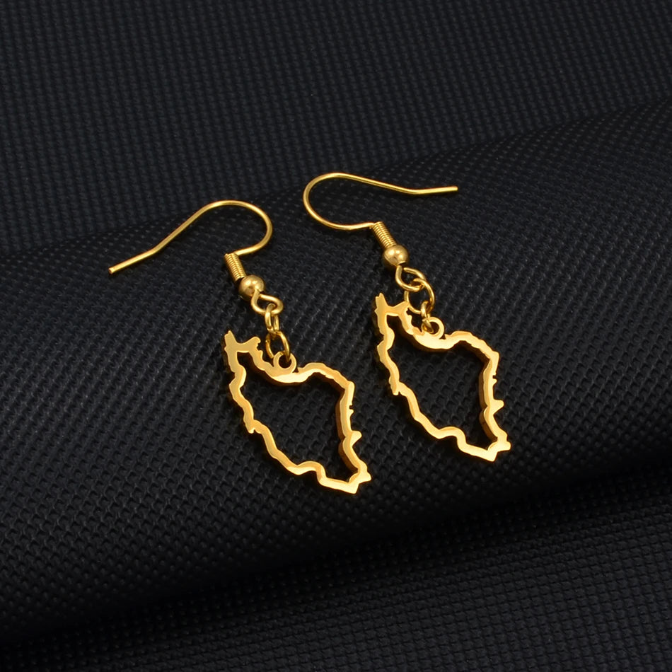 IRAN MAP EARRINGS – STAINLESS STEEL PERSIAN JEWELRY | IRANIAN PRIDE GIFT