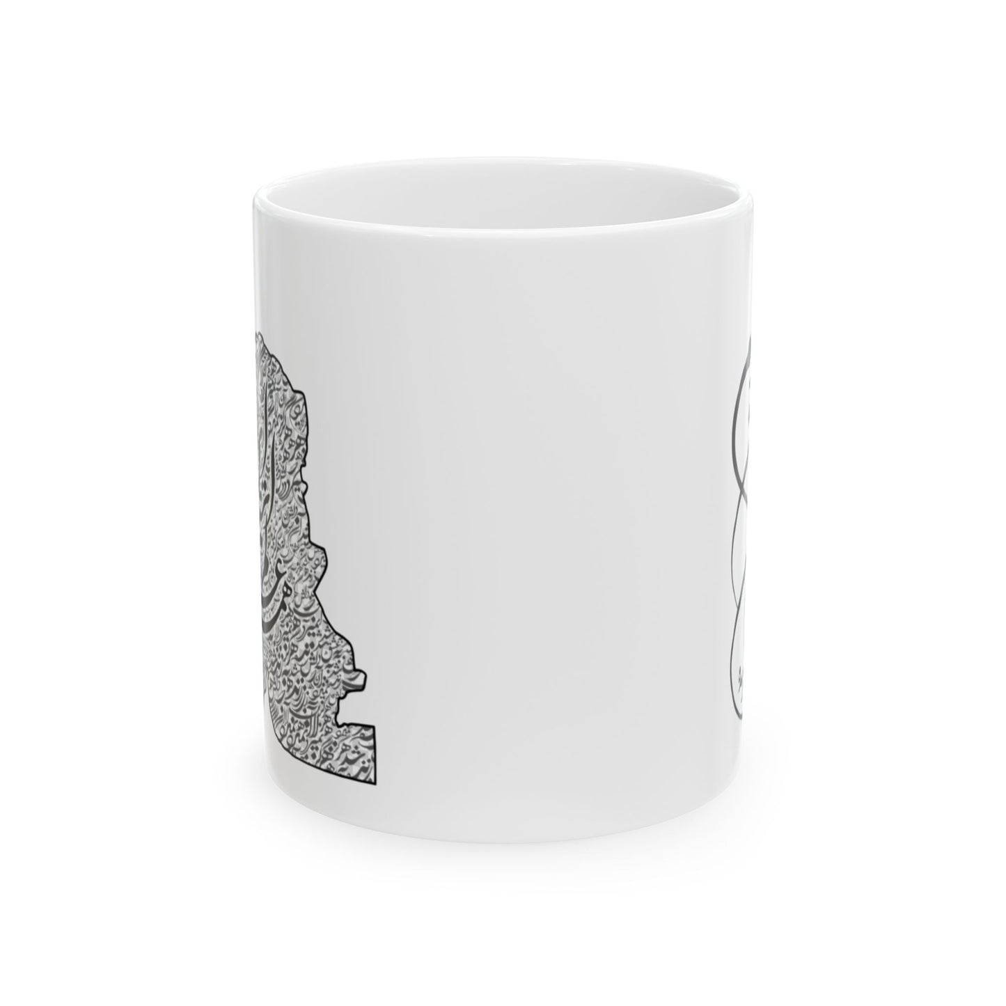 Ceramic Mug with Iran Map and poam , (11oz, 15oz) همه عالم تن است و ایران قلب آن/ من ان توام مرا به من باز گردان