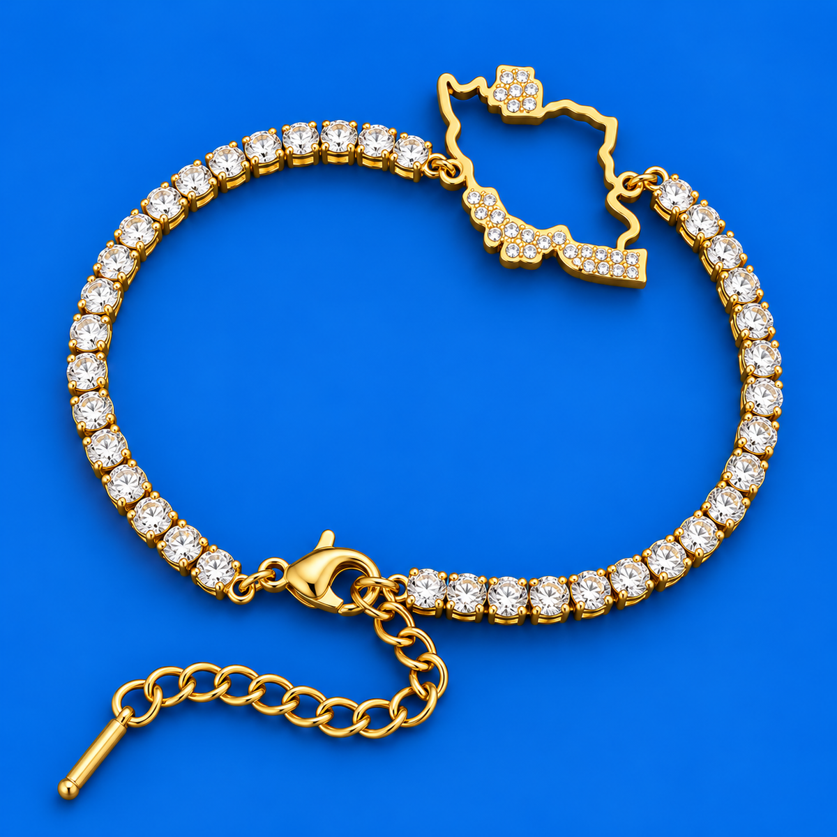 Iran Map Tennis Bracelet 18k Gold Plated