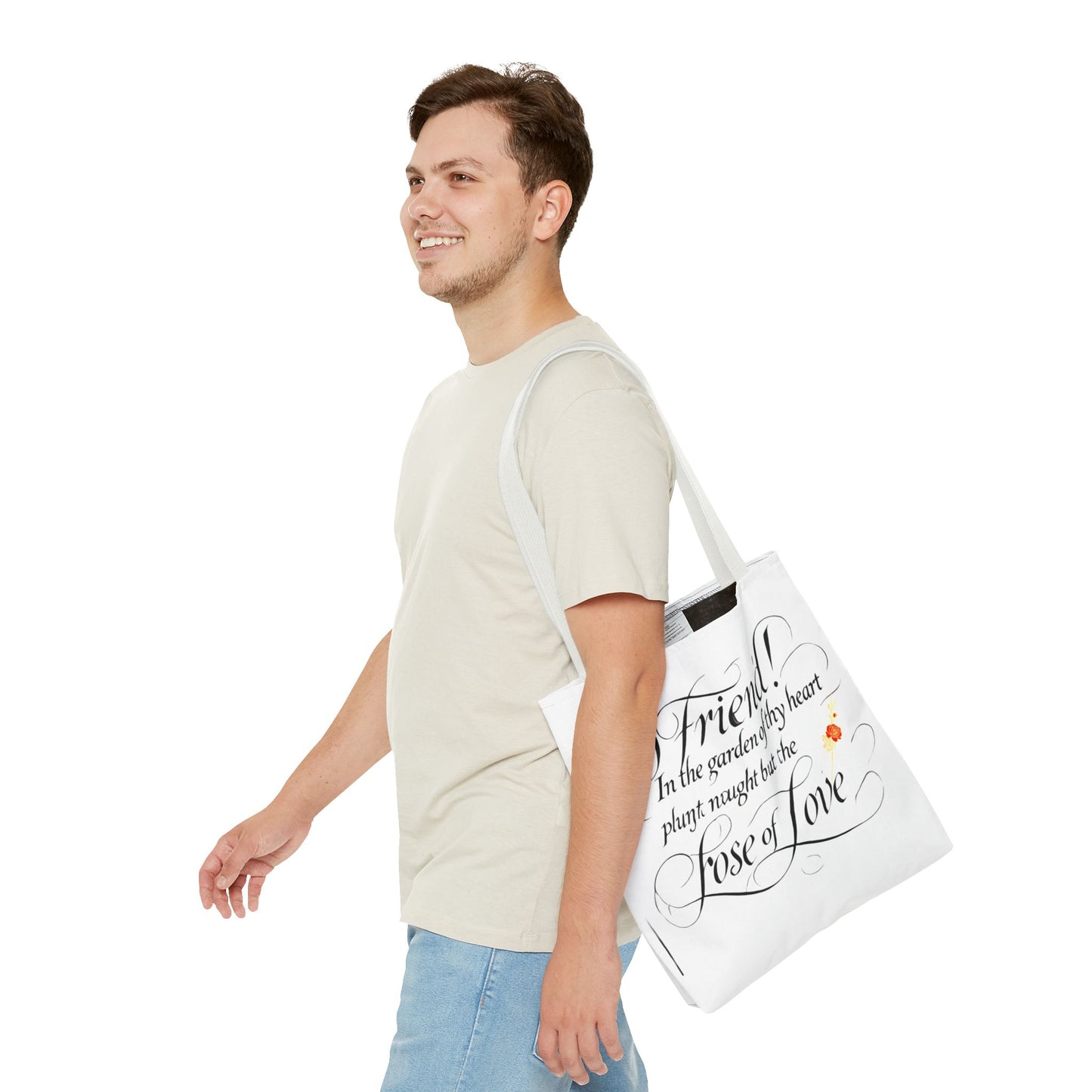 Tote Bags Farsi English- In The Garden of Thy Heart Plant Naught but the Rose of Love