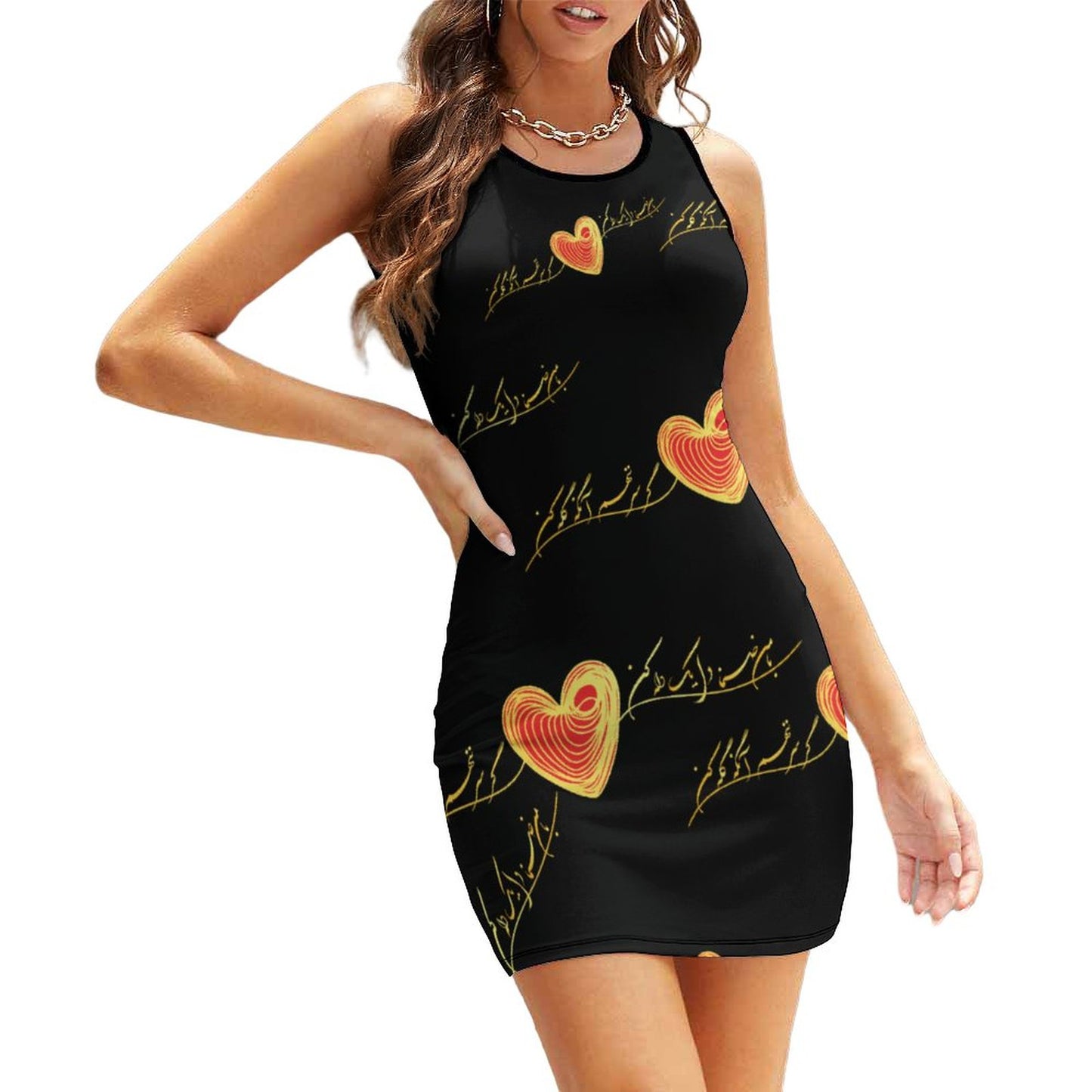 SLEEVELESS TANK DRESS – HAFEZ POEM DESIGN – با من صنما یک دل دله کن