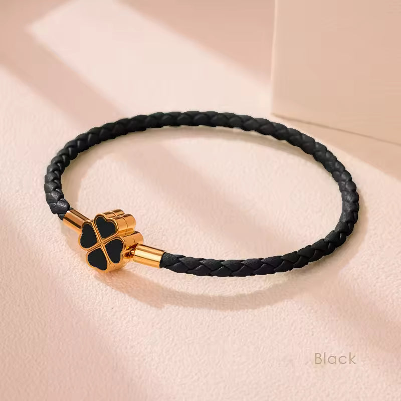 FOUR-LEAF CLOVER LUCKY LEATHER BRACELET