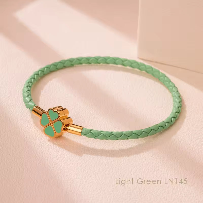 FOUR-LEAF CLOVER LUCKY LEATHER BRACELET
