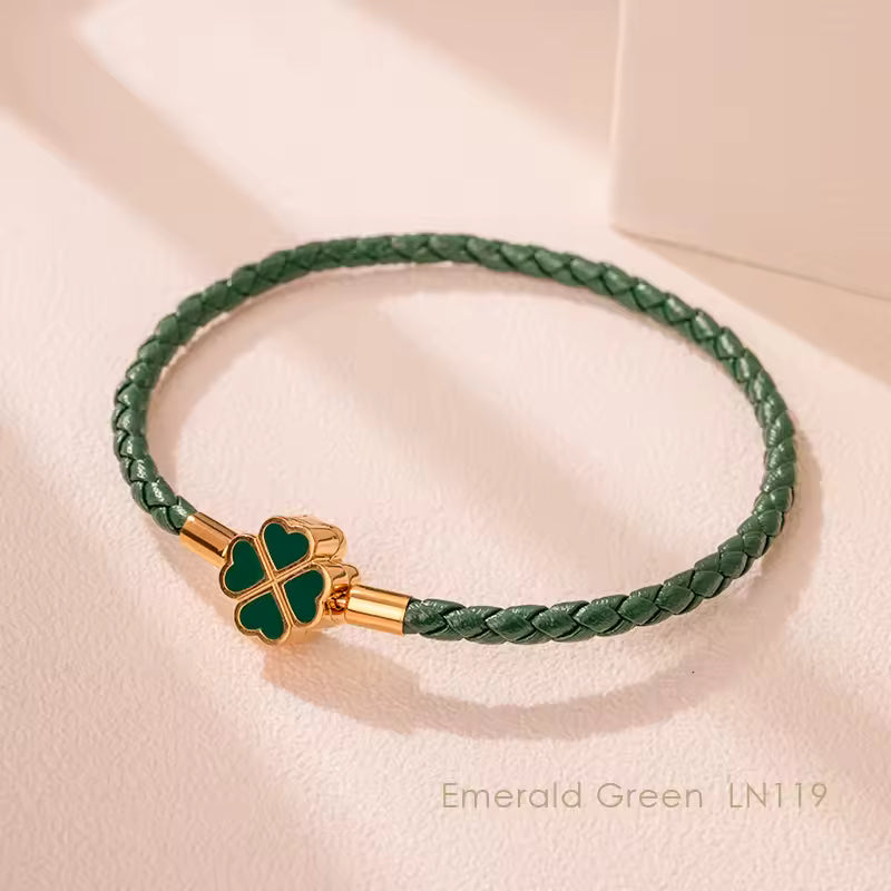 FOUR-LEAF CLOVER LUCKY LEATHER BRACELET