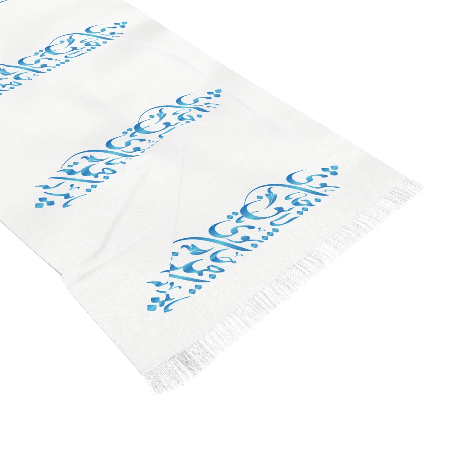 PERSIAN CALLIGRAPHY SCARF WHITE/BLUE باید که جمله جان شوی تا لایق جانان شوی