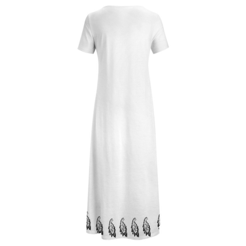 ROUND NECK SHORT SLEEVE HICH DRESS