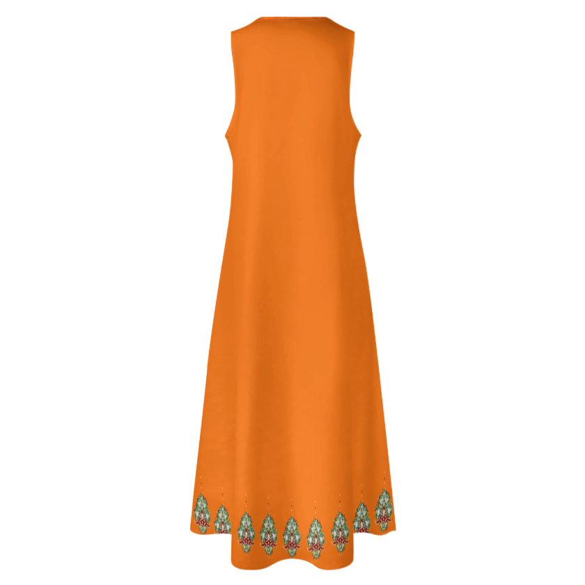 RUMI PERSIAN CALLIGRAPHY SLEEVELESS ANKLE-LENGTH DRESS من هو کشیدم هو مرا