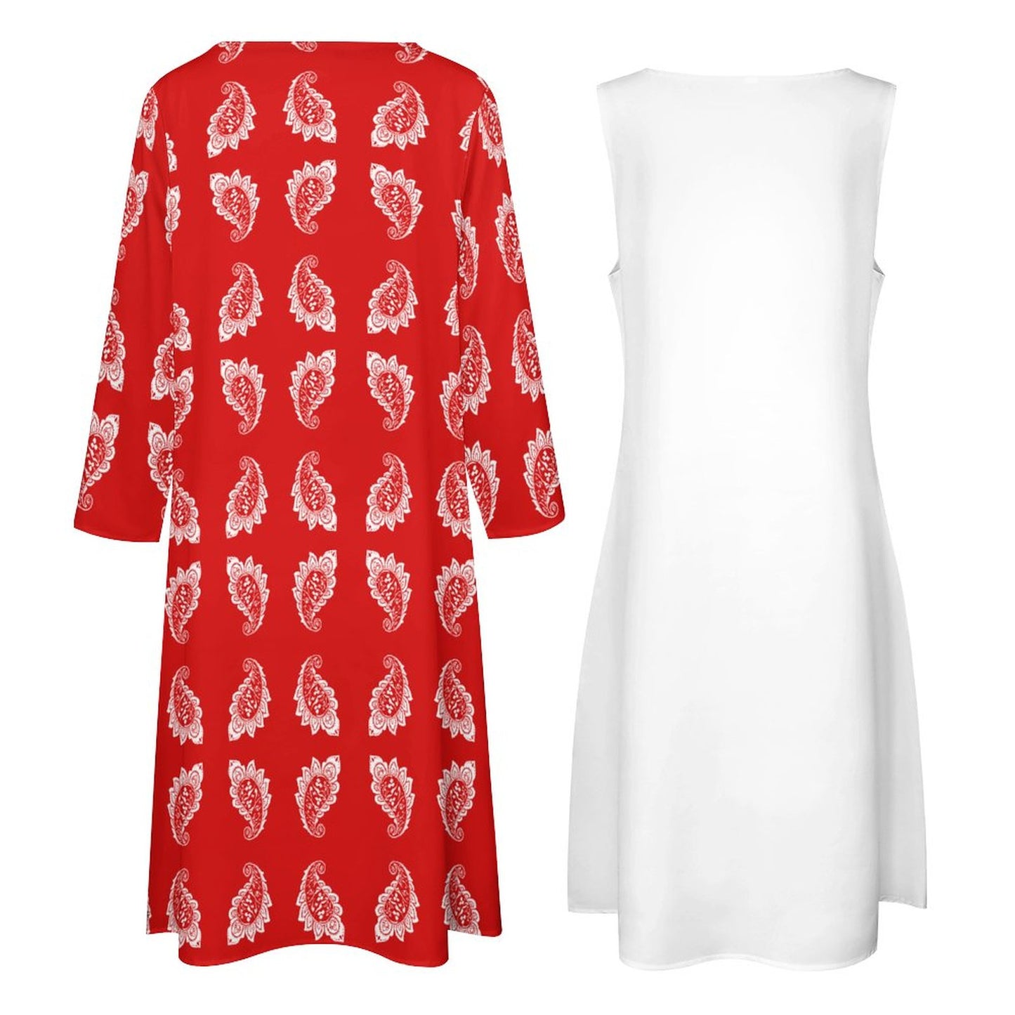 FARSI POETRY LONG DRESS SET WITH CARDIGAN – CLASSIC STYLE WITH PERSIAN CALLIGRAPHY DESIGN