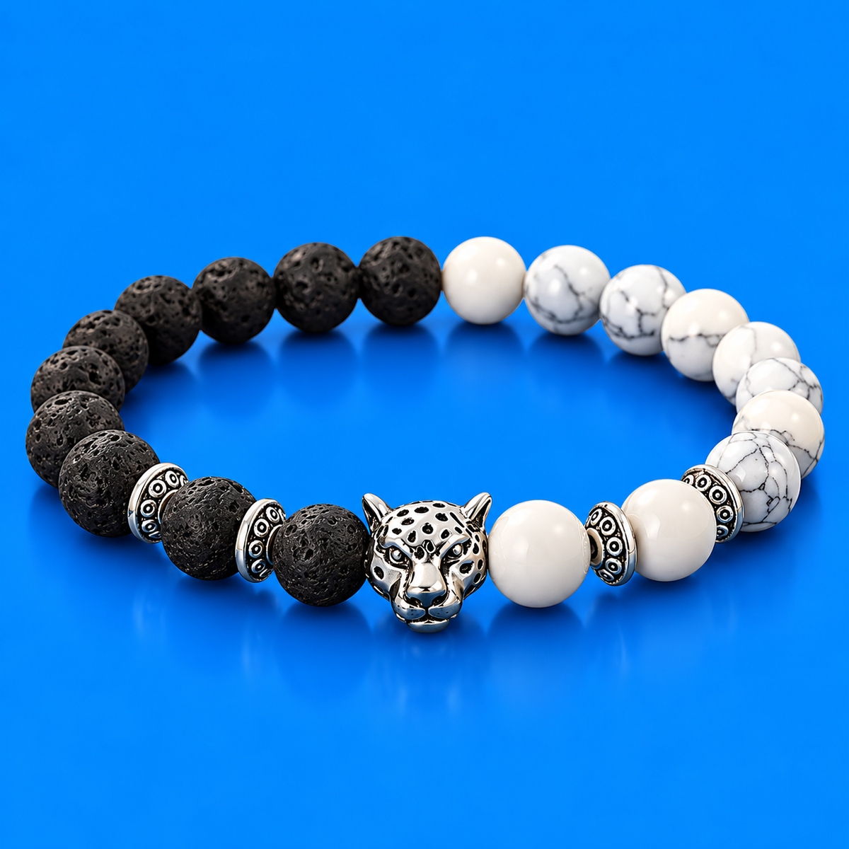 CHEETAH HEAD STONE BEADED BRACELET – UNISEX