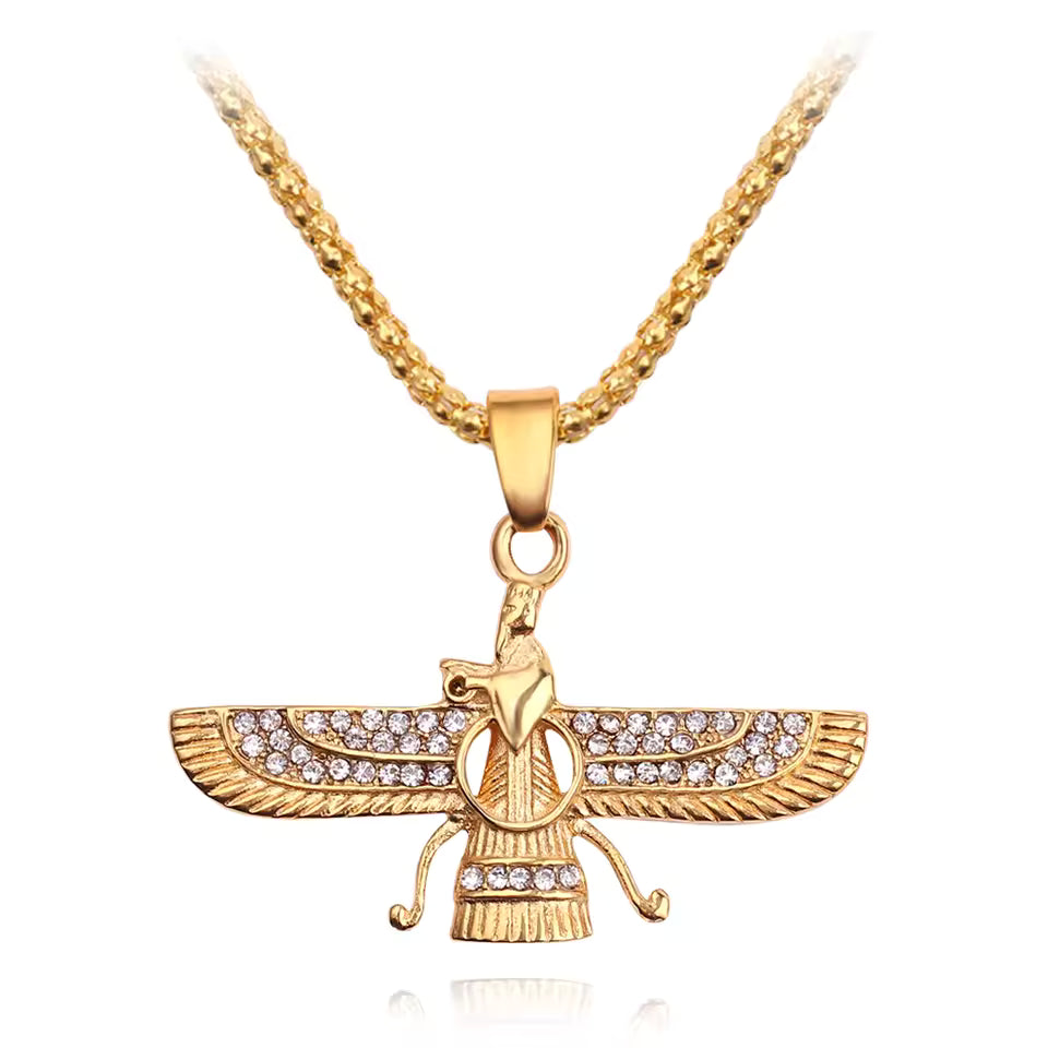 Gold Faravahar Zoroastrian Necklace