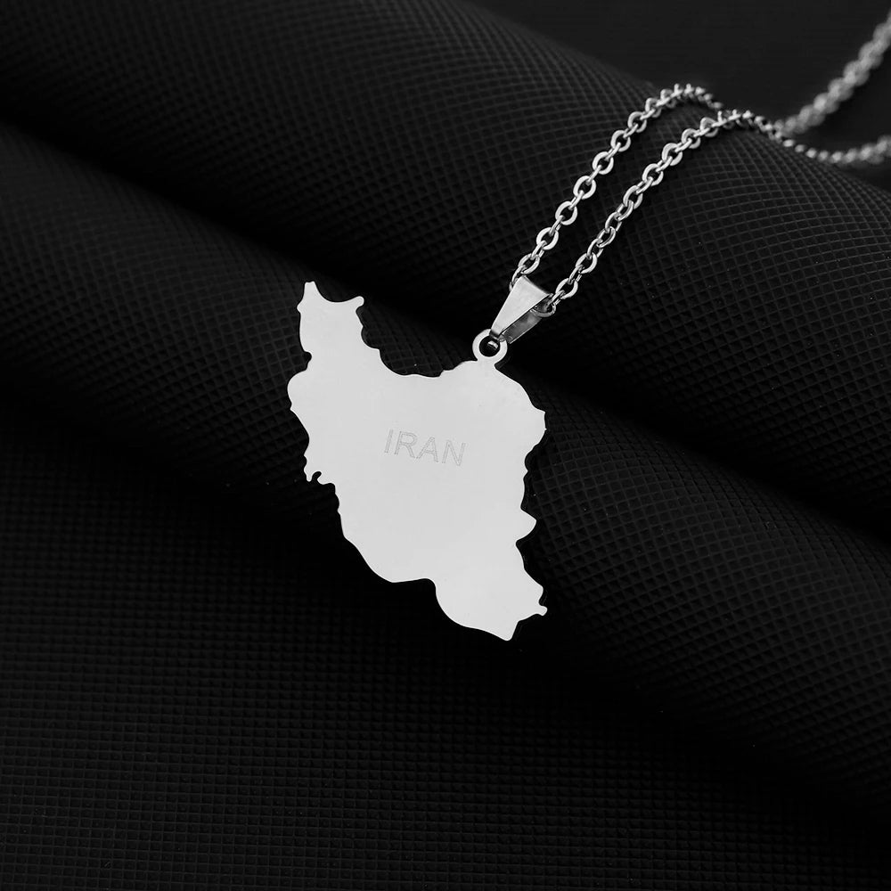 IRAN MAP PENDANT NECKLACE – "ایران"