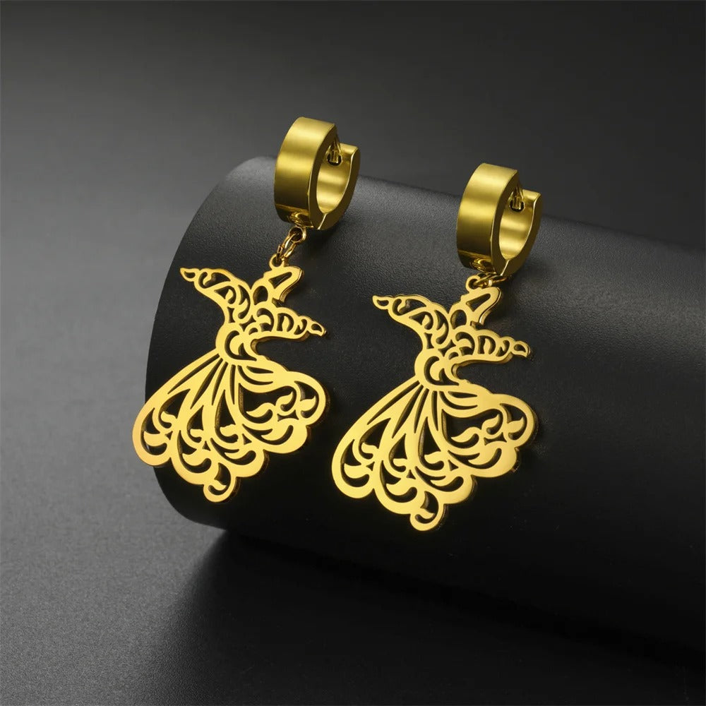GOLD PLATED SUFI SAMA DANCE EARRINGS