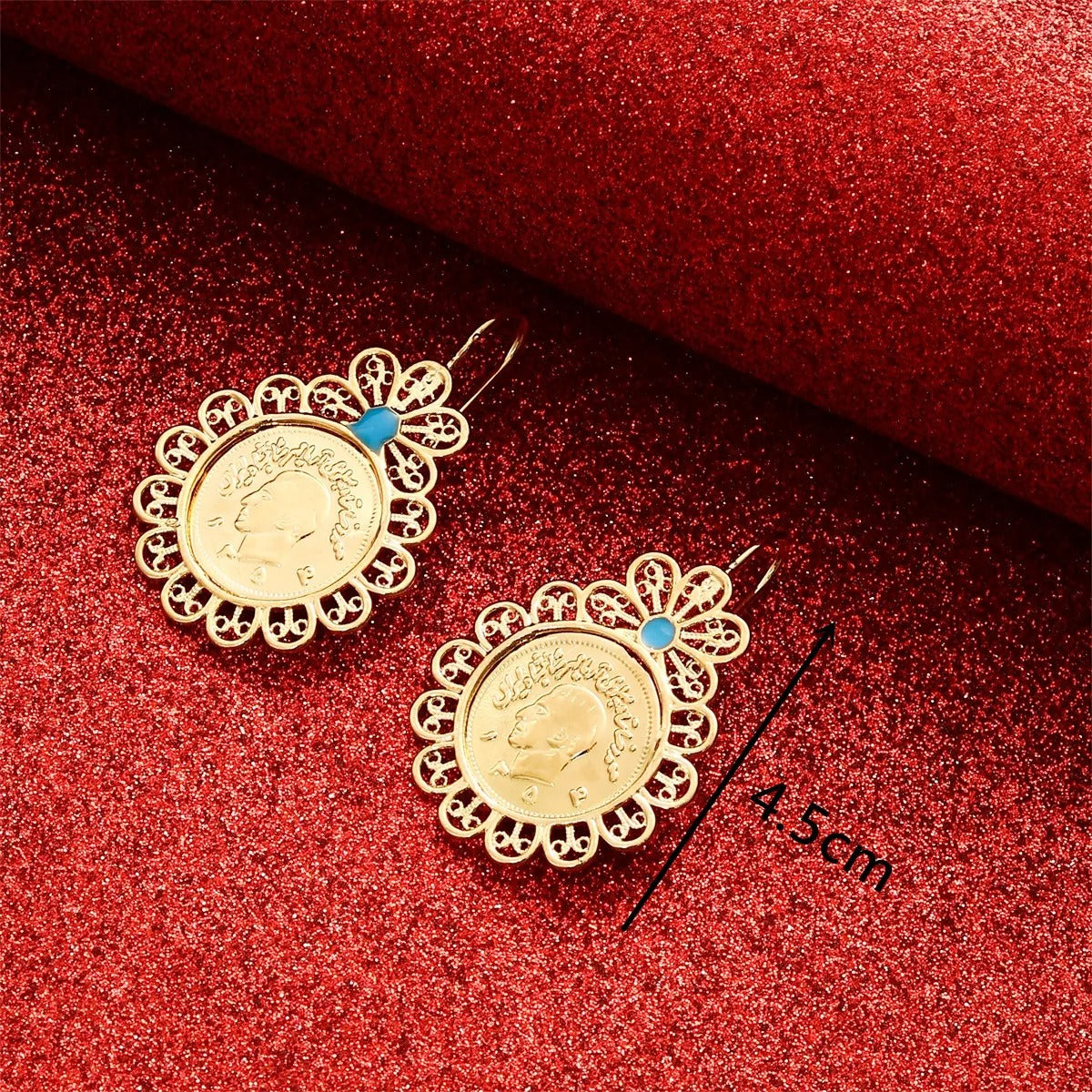 IRAN COIN HOOP EARRINGS IN GOLD