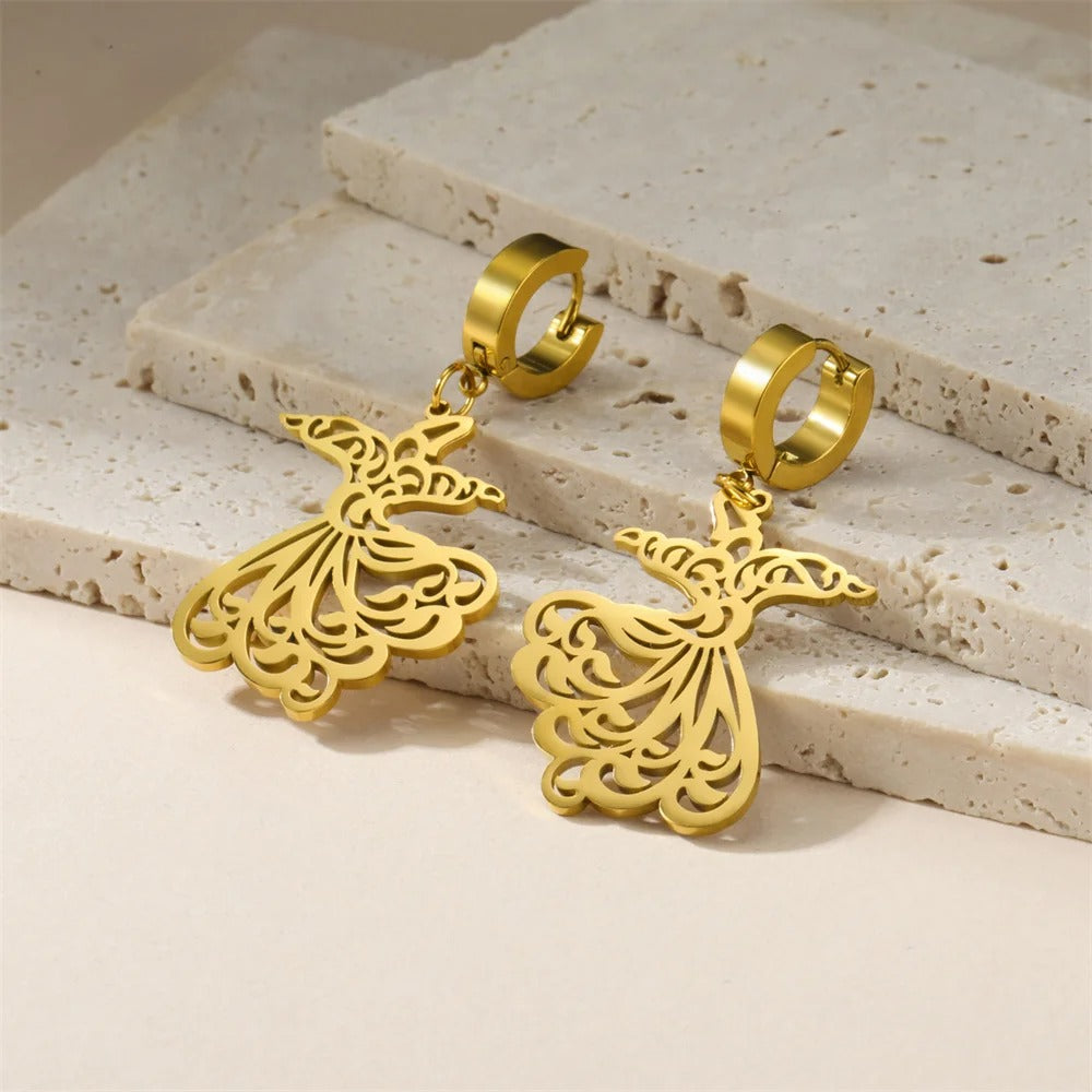 GOLD PLATED SUFI SAMA DANCE EARRINGS
