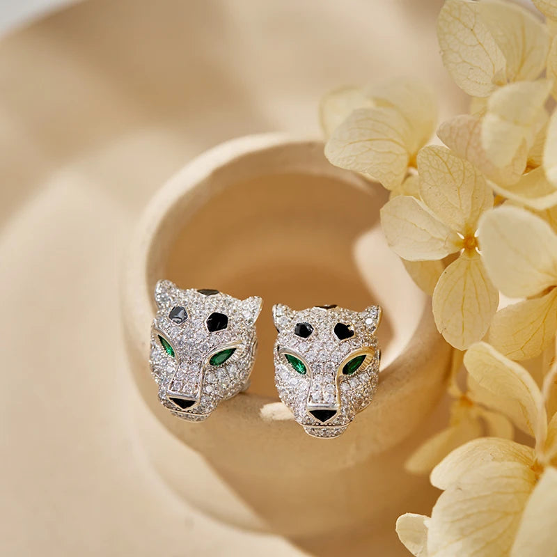 18K GOLD PLATED LEOPARD HEAD STUD EARRINGS