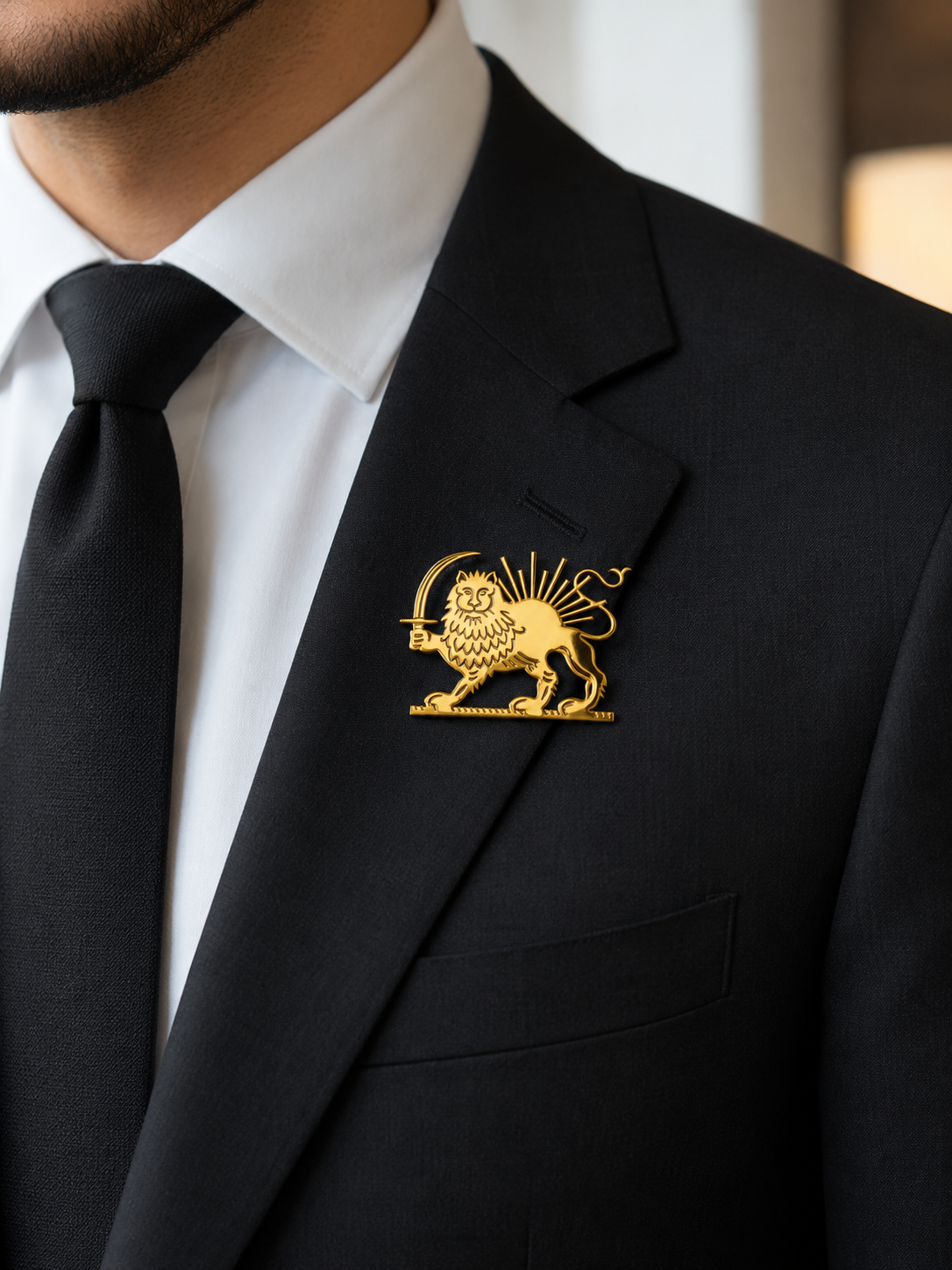 BROCHE LION ET SOLEIL DE L'EMPIRE PERSE