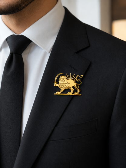 BROCHE LION ET SOLEIL DE L'EMPIRE PERSE